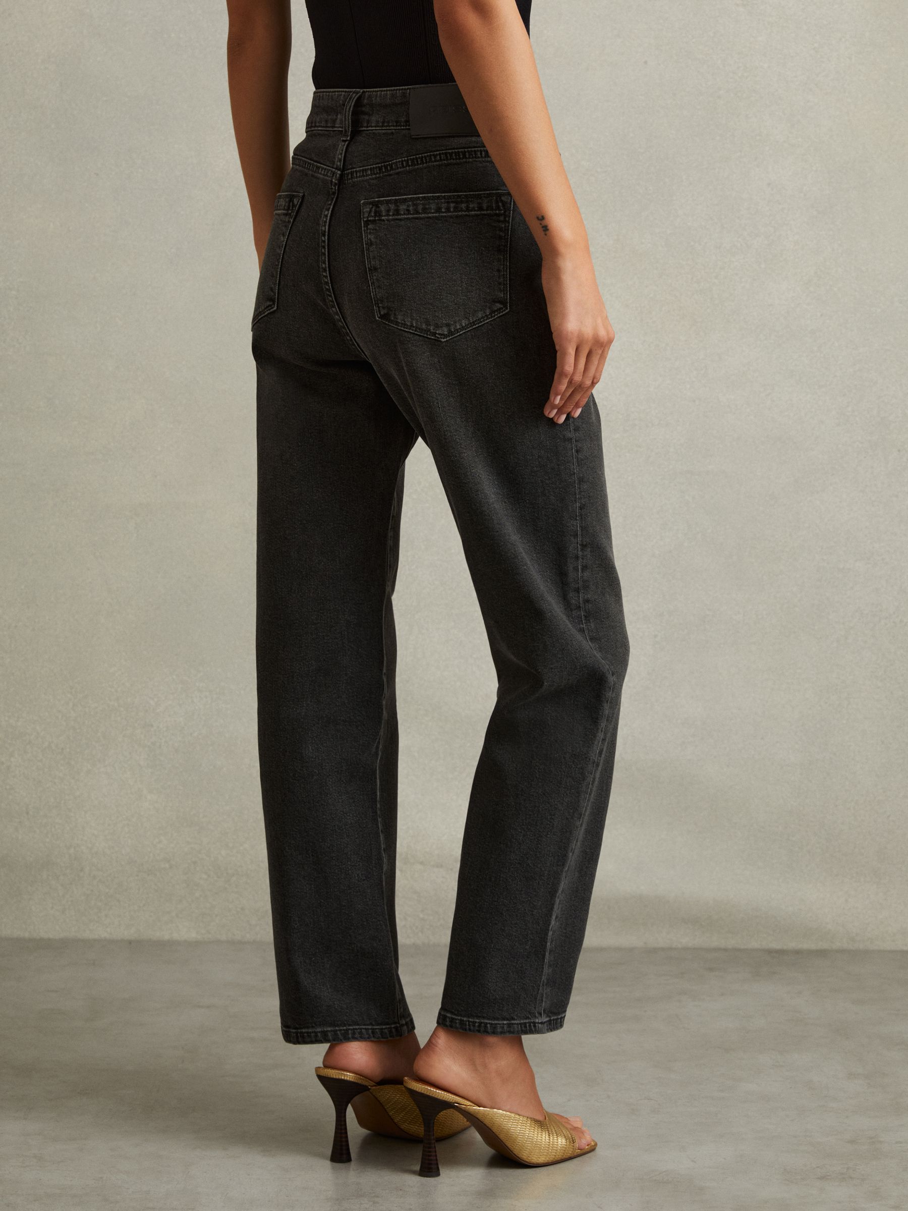 Mid Rise Straight Leg Jeans in Washed Black - Image 3 of 5