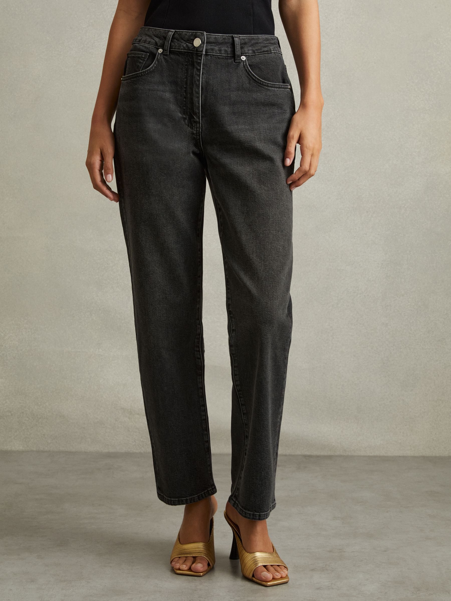 Mid Rise Straight Leg Jeans in Washed Black - Image 5 of 5