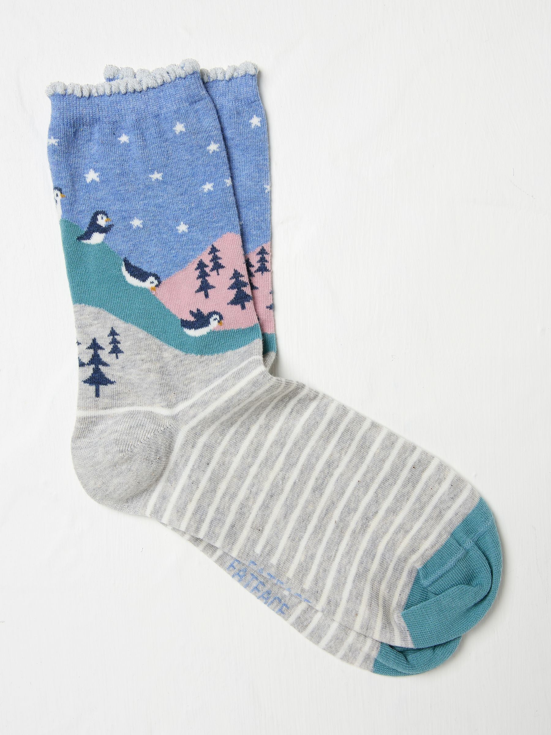 Grey Penguin Scene Socks - Image 1 of 2