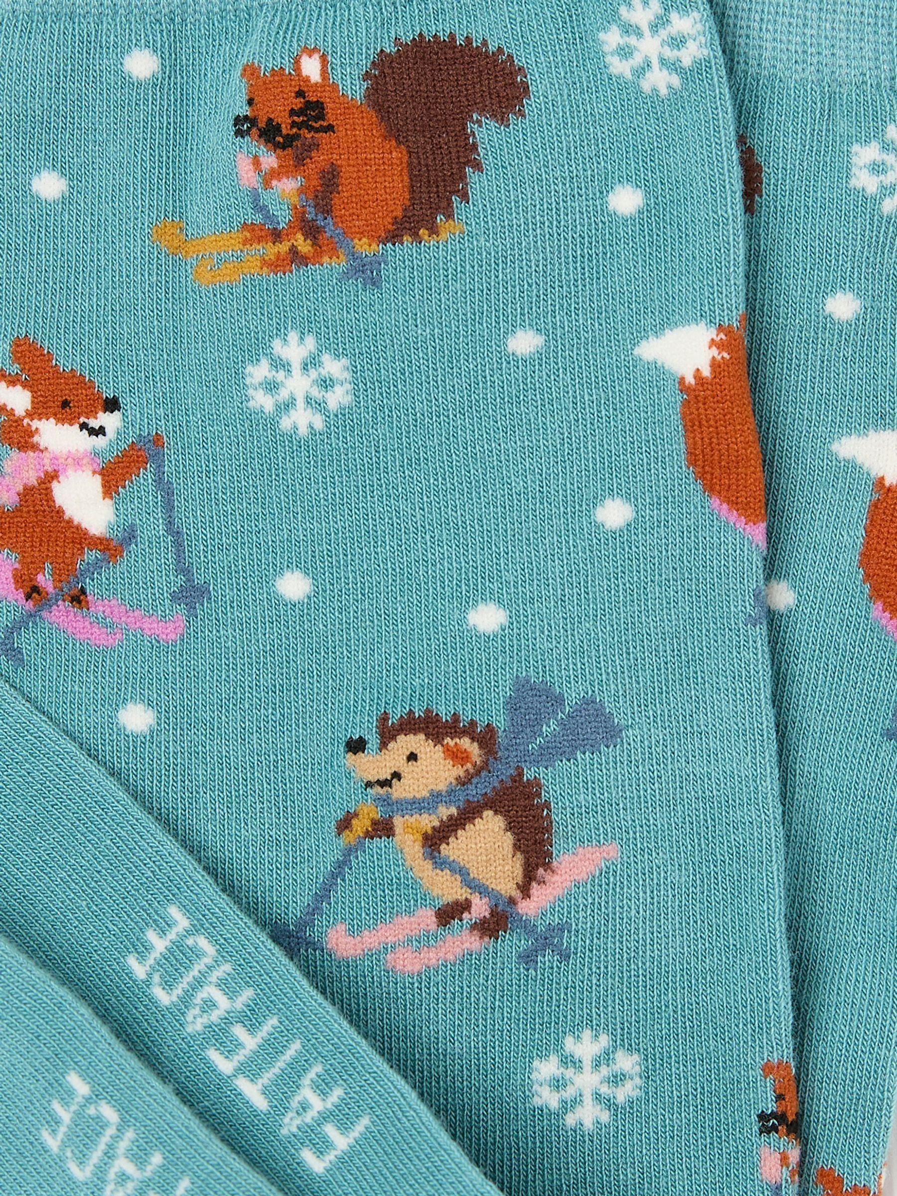 Green Skiing Animal Print Socks - Image 2 of 2