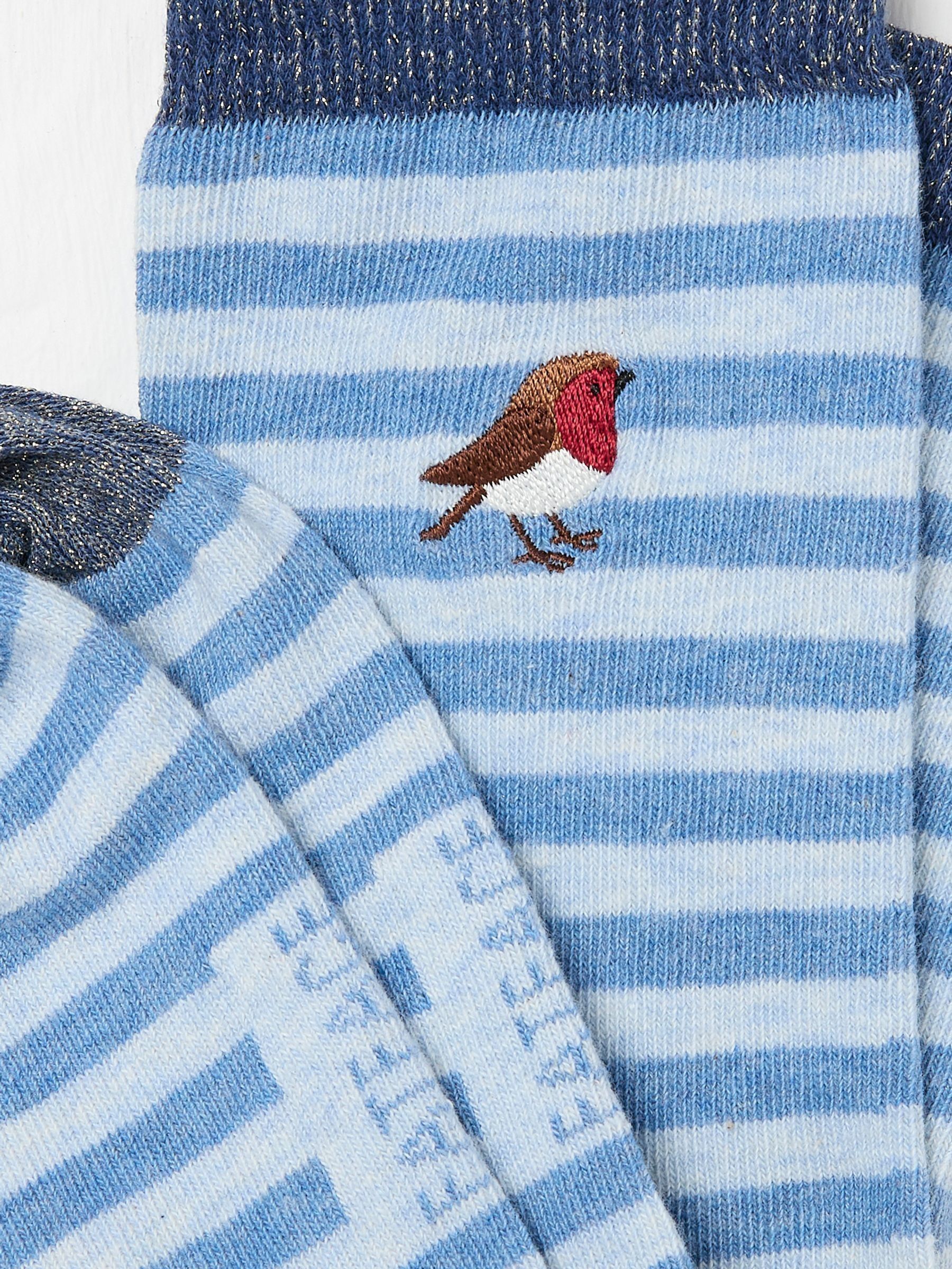 Blue Womens Stripe Robin Socks 1 Pack - Image 2 of 2