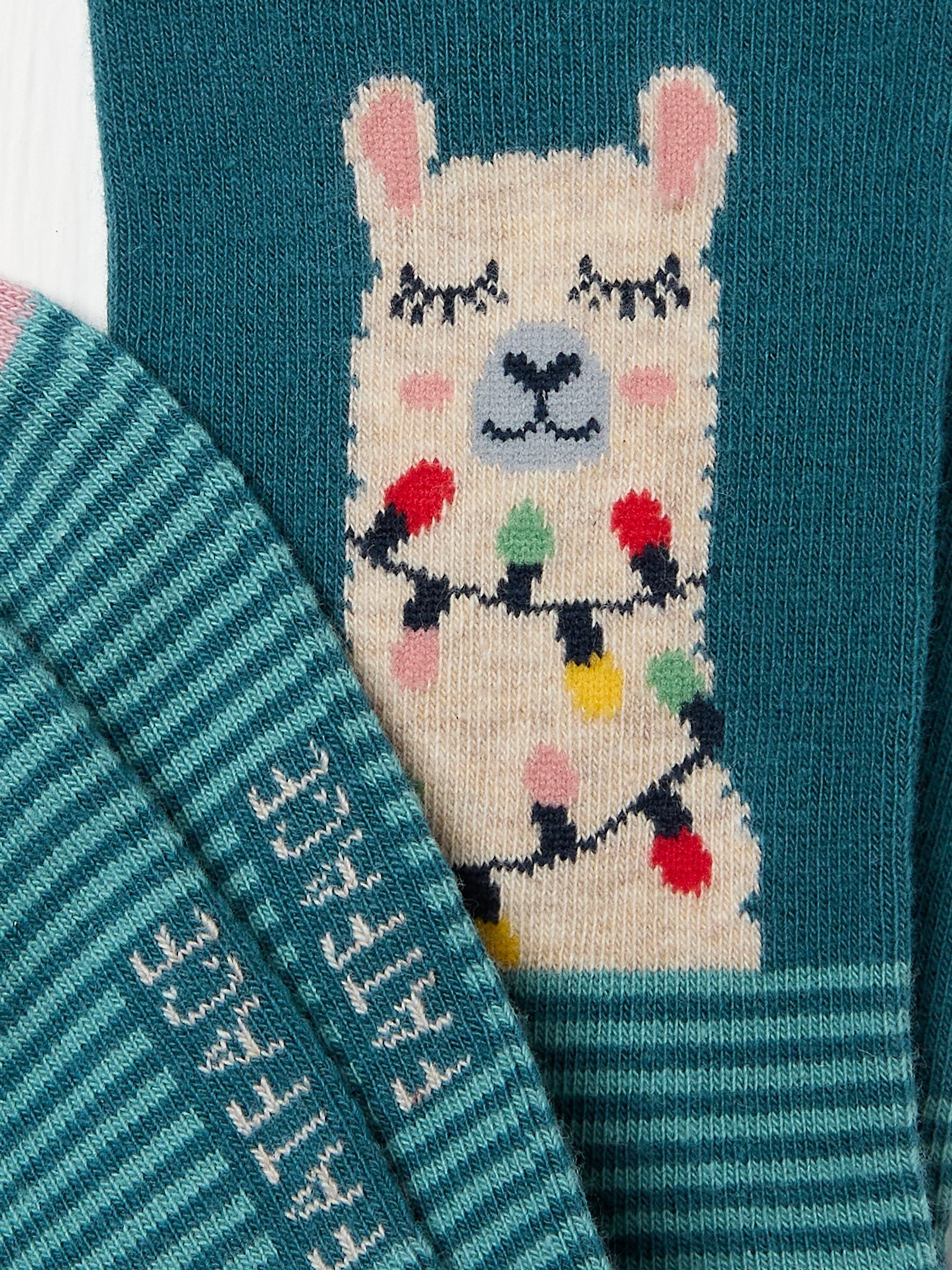 Blue Teal Womens Llama Lights Socks 1 Pack - Image 2 of 2 Blue Teal Womens Llama Lights Socks 1 Pack - Image 2 of 2