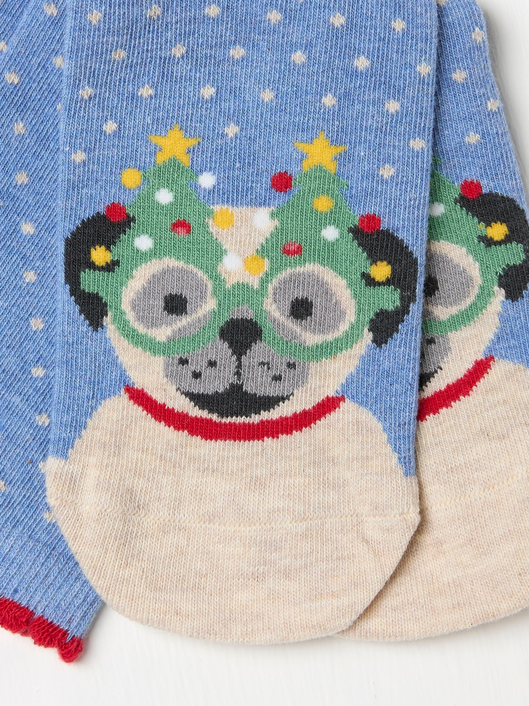 Blue Womens Pug in Glasses Socks 1 Pack - Image 2 of 2