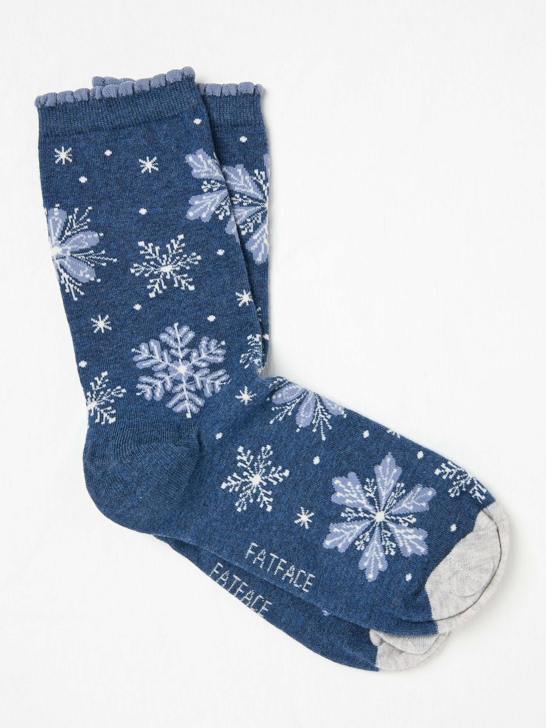 Blue Navy Womens Snowflake  Socks 1 Pack - Image 1 of 2