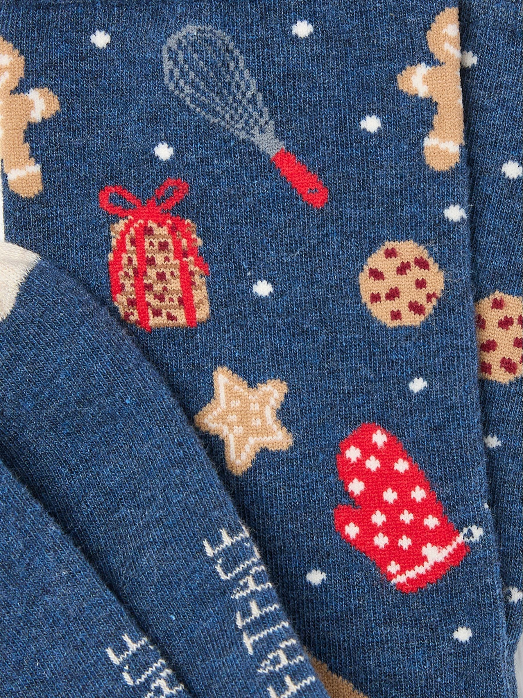 Blue Navy Womens Christmas Baking Socks 1 Pack - Image 2 of 2