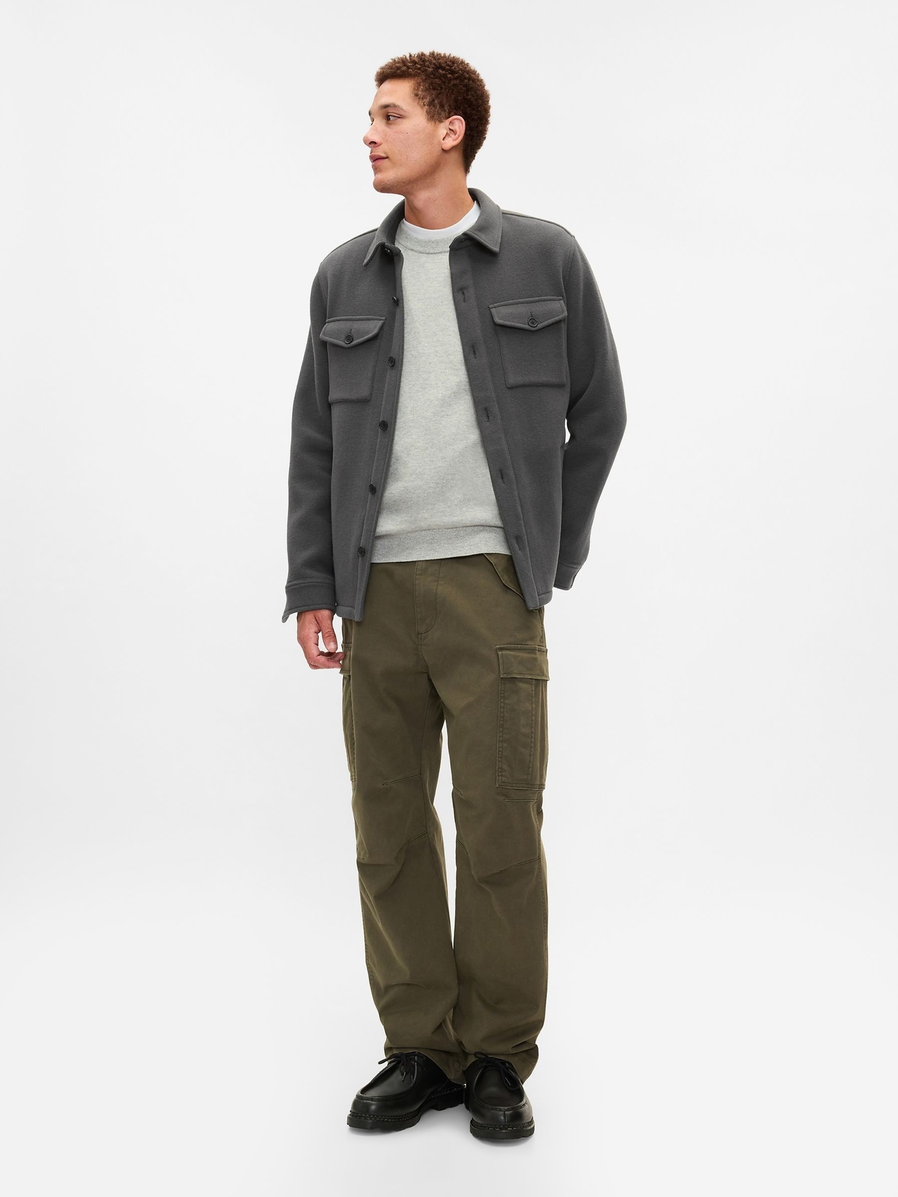 Grey Wool-Blend Shirt Jacket - Image 3 of 5