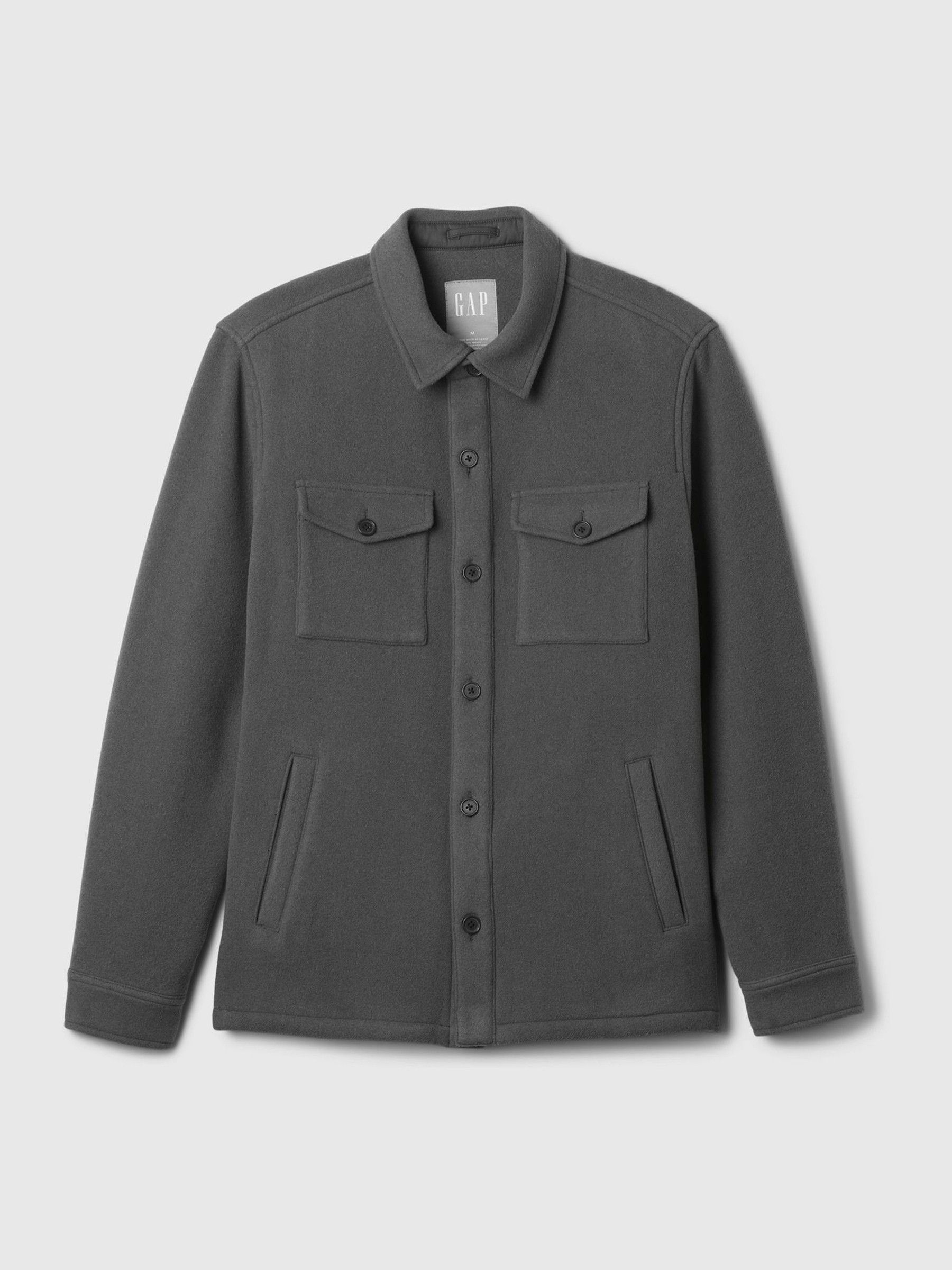 Grey Wool-Blend Shirt Jacket | Gap