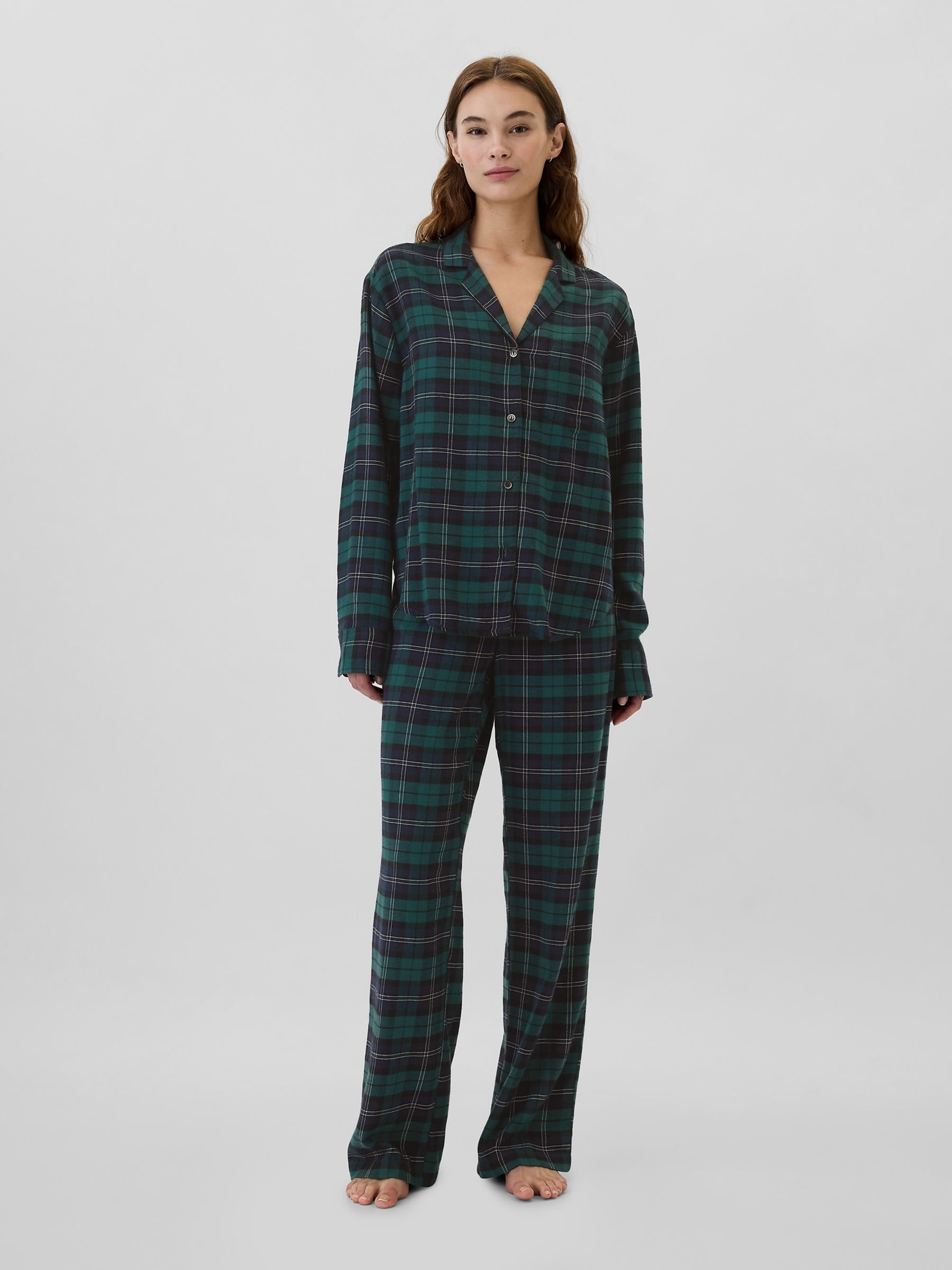 Green Matching Family Christmas Relaxed Flannel Pyjama Shirt - Image 3 of 4