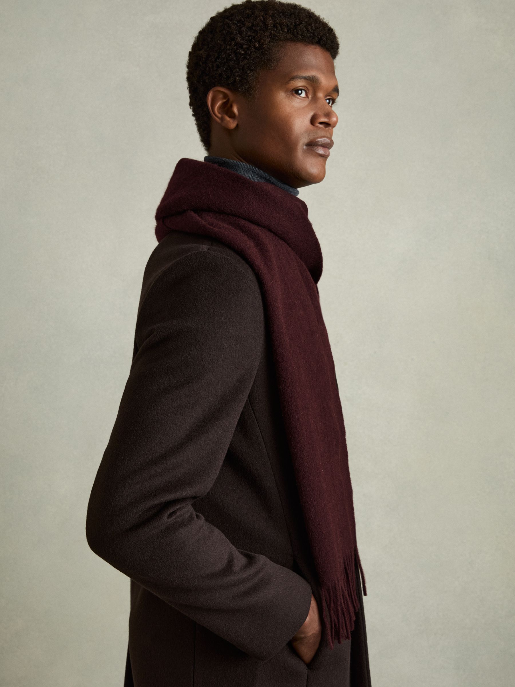 Cashmere Blend Scarf in Dark Bordeaux - Image 2 of 6 Cashmere Blend Scarf in Dark Bordeaux - Image 2 of 6