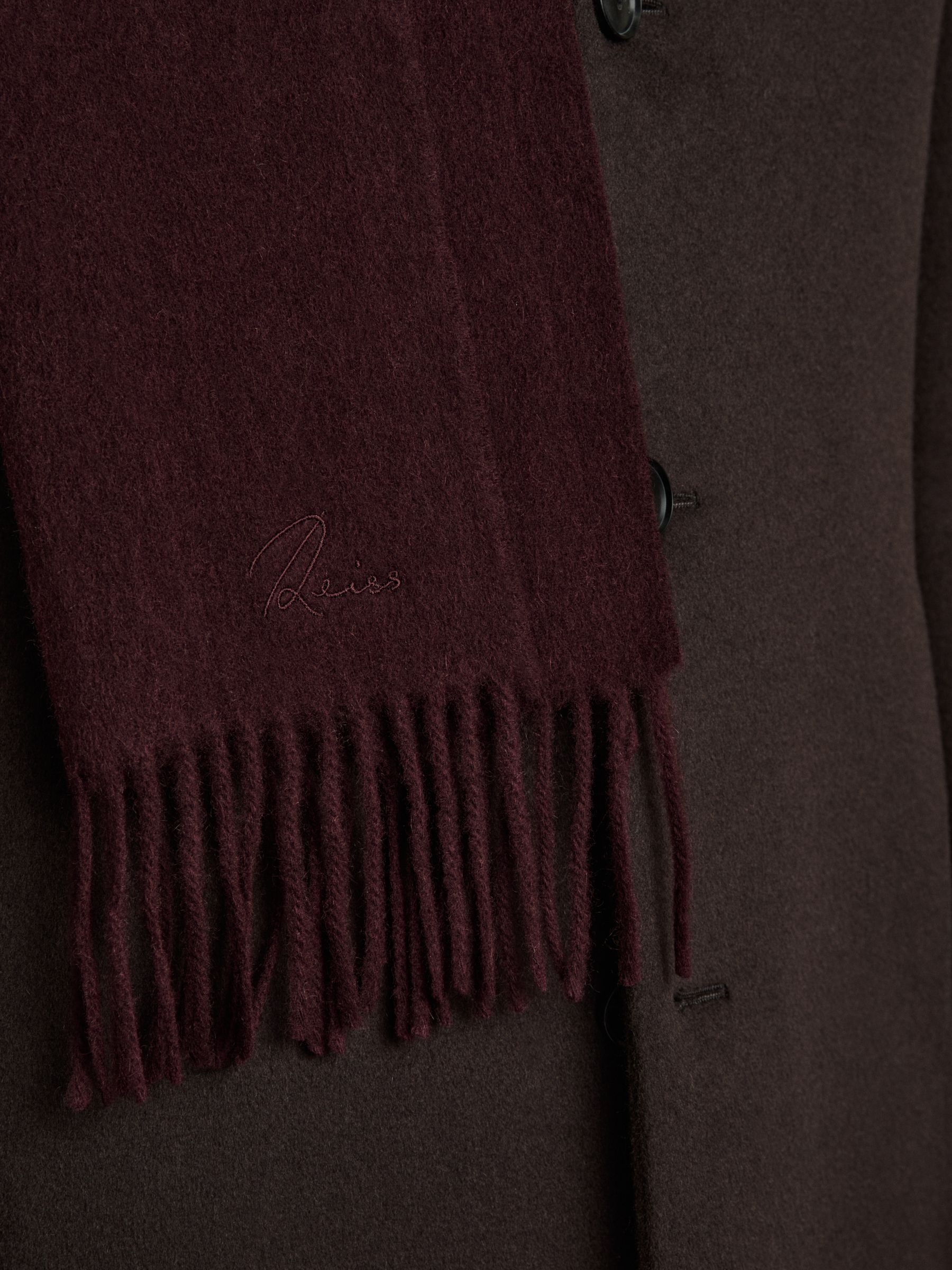 Cashmere Blend Scarf in Dark Bordeaux - Image 3 of 6