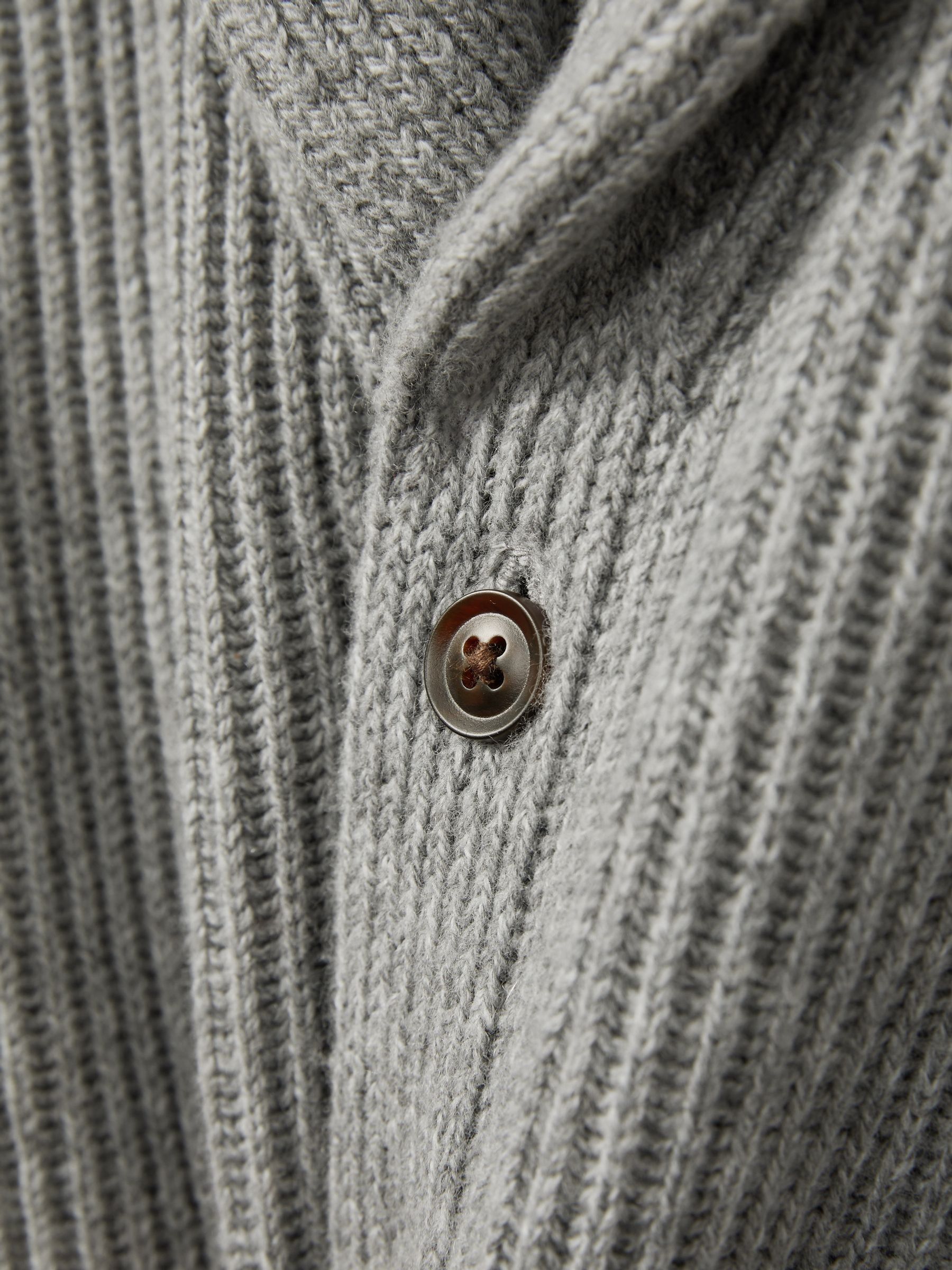 3-9 yrs Ribbed Shawl Cardigan With Merino Wool in Grey Melange - Image 4 of 4
