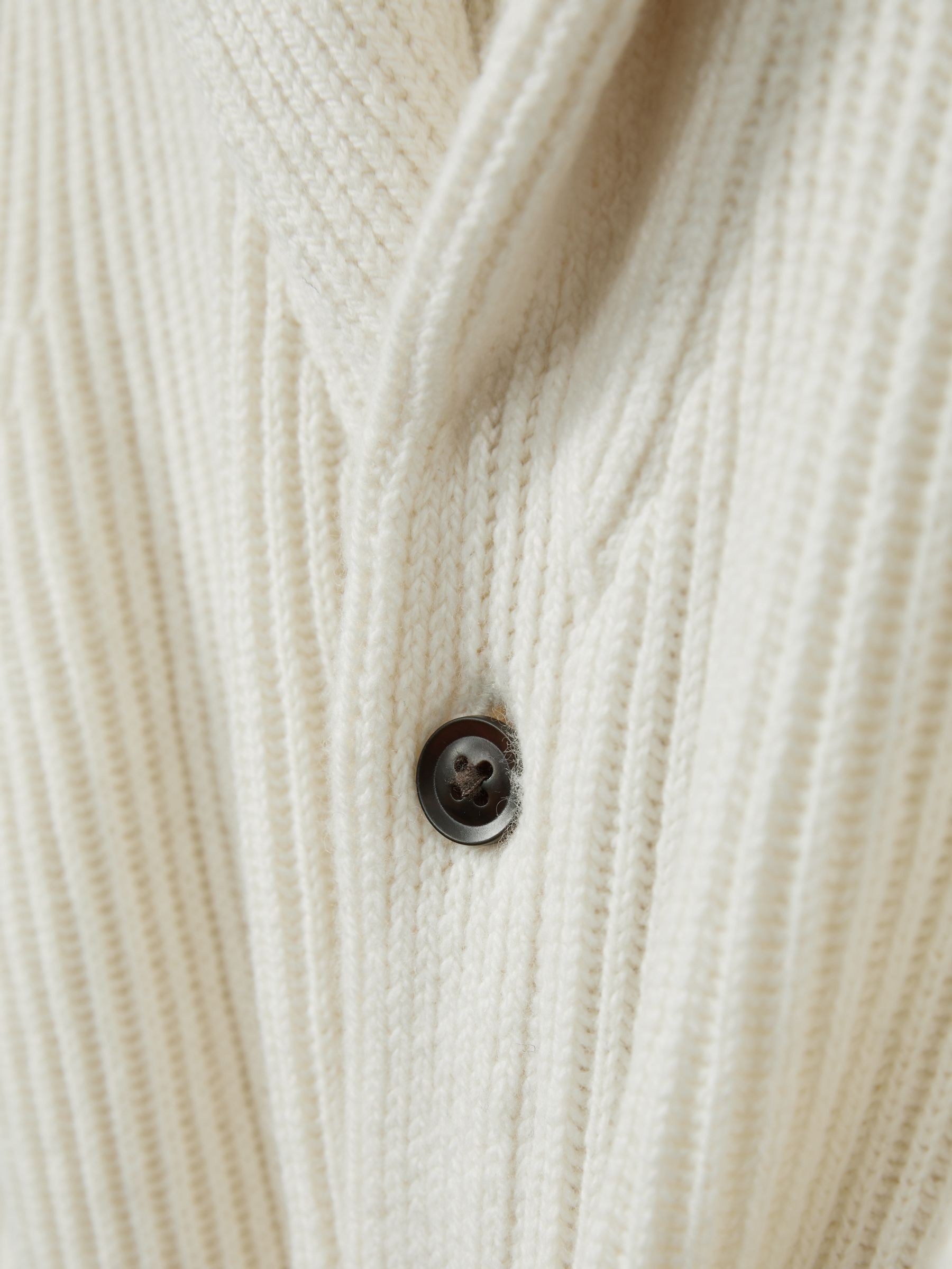 3-9 yrs Ribbed Shawl Cardigan With Merino Wool in Off White - Image 4 of 4