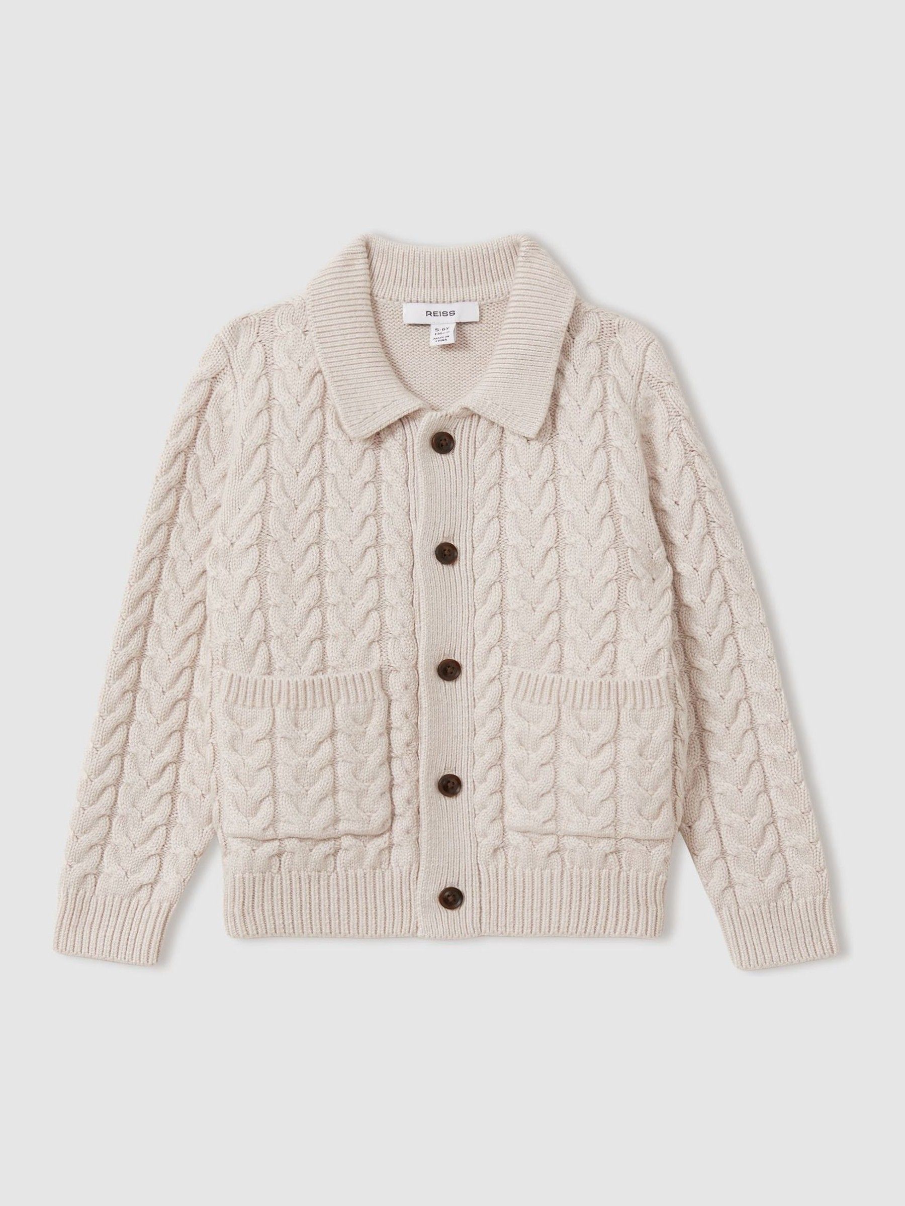 9-13 yrs Cable-Knit Cardigan in Oatmeal Melange - Image 2 of 4