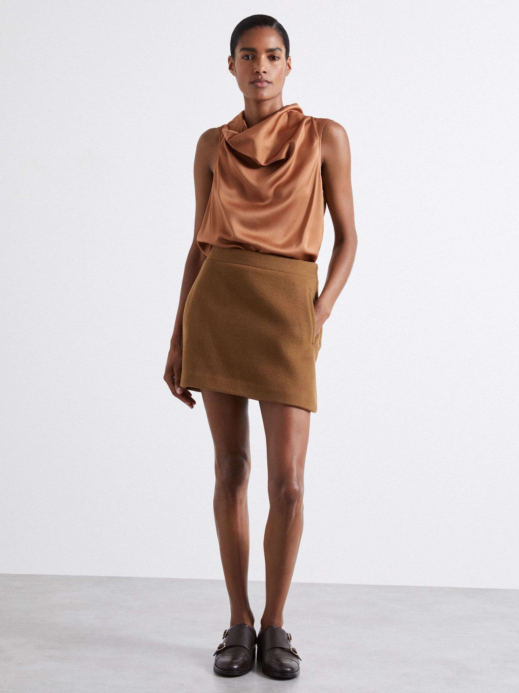 Atelier Virgin Wool and Camel-Blend Suit Skirt in Camel - Image 1 of 6