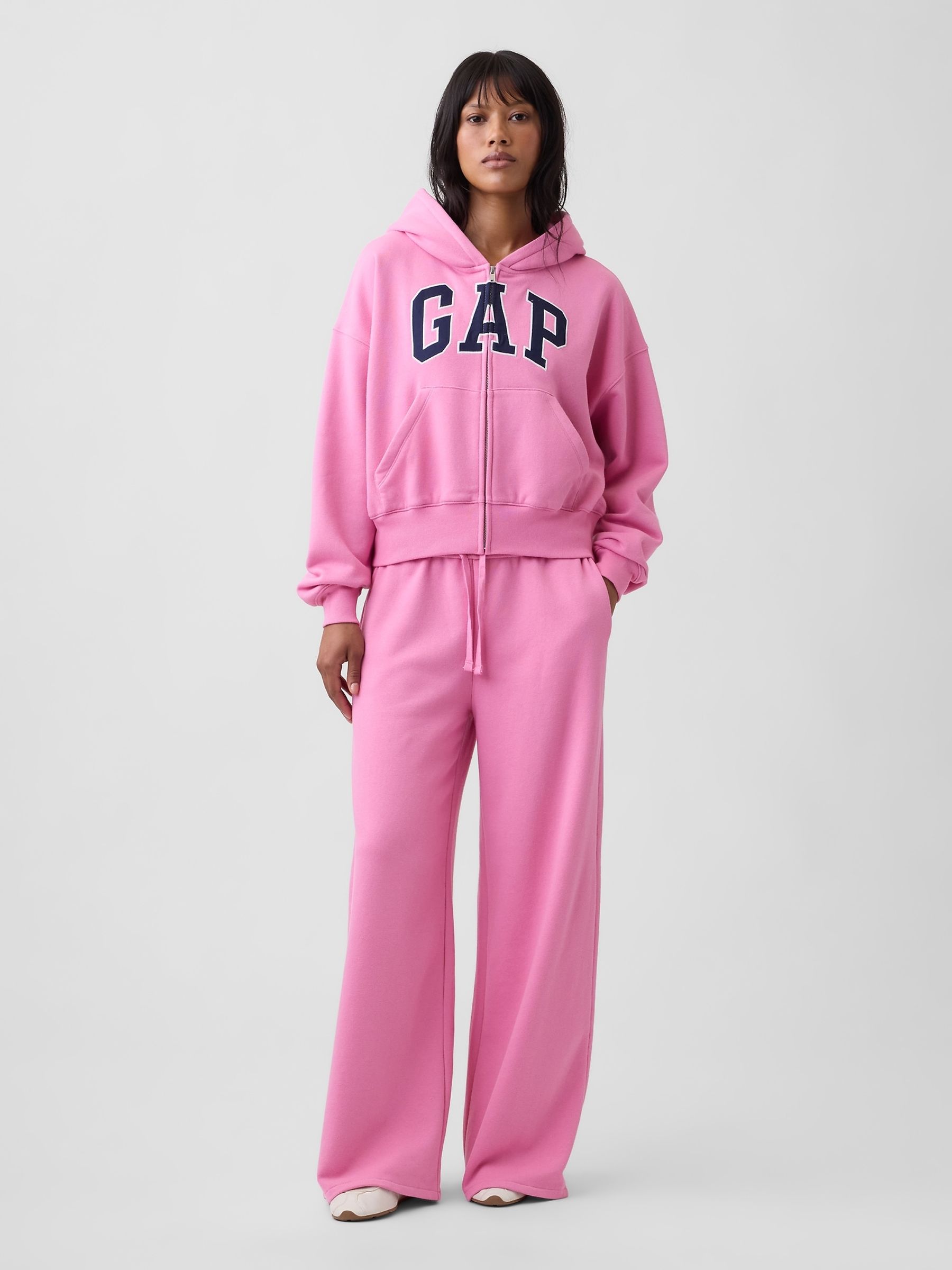Light Pink Vintage Soft Oversized Logo Zip-Up Hoodie - Image 3 of 3