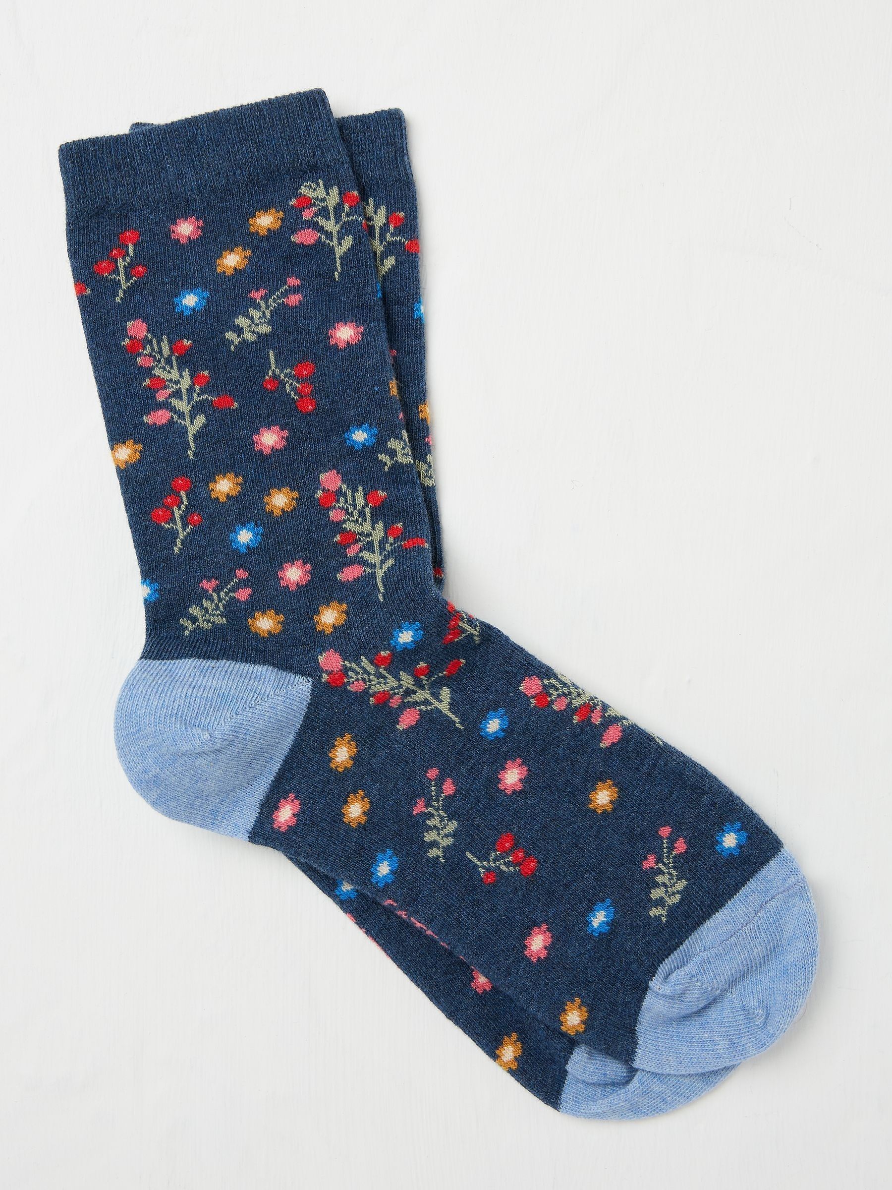 Blue Navy Womens Pop Floral Socks 1 Pack - Image 1 of 2