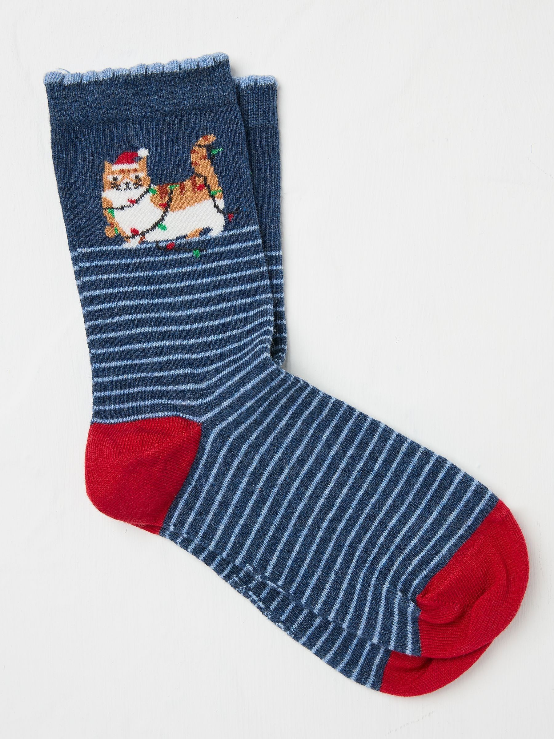 Blue Navy Womens Cat in Lights Socks 1 Pack - Image 1 of 2