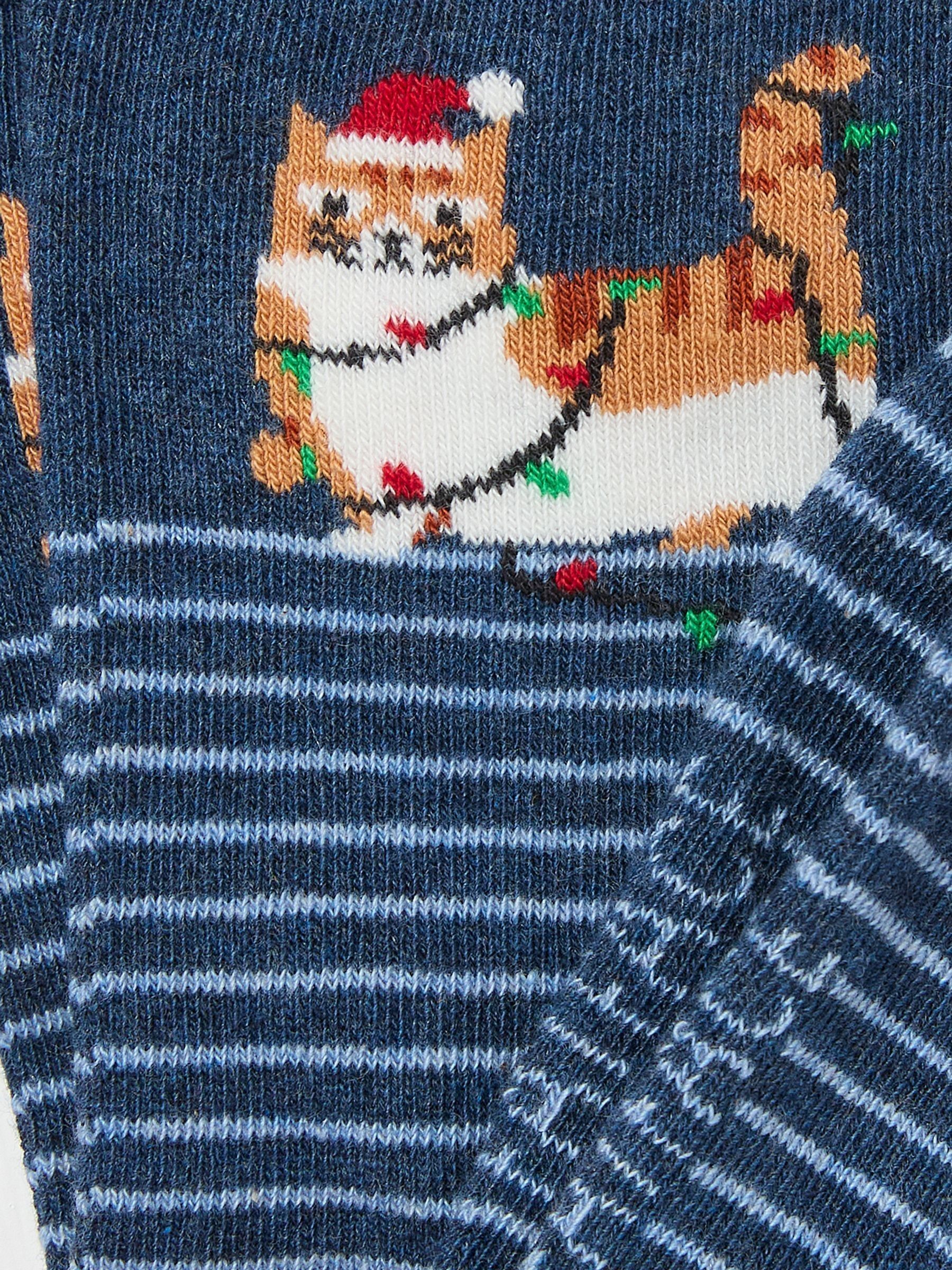 Blue Navy Womens Cat in Lights Socks 1 Pack - Image 2 of 2