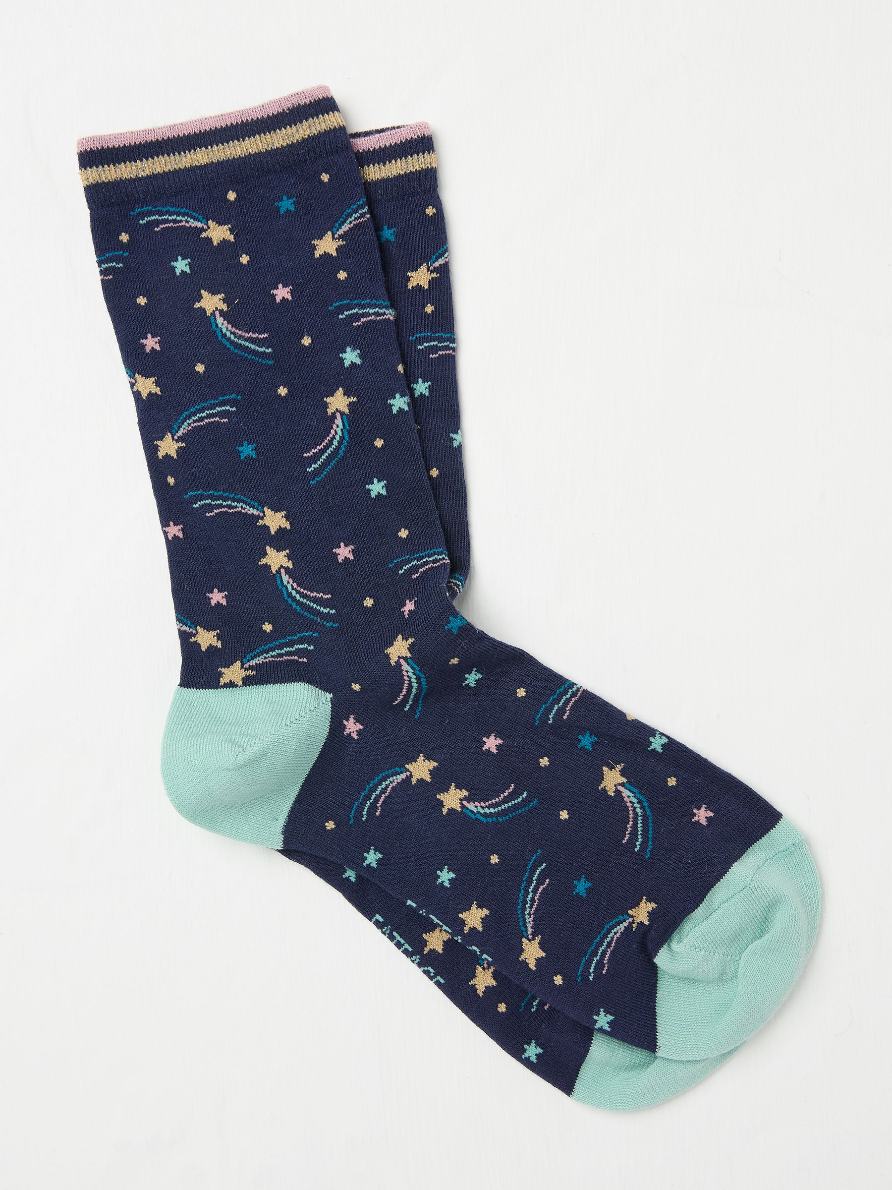 Blue Navy Womens Shooting Star Socks 1 Pack - Image 1 of 2 Blue Navy Womens Shooting Star Socks 1 Pack - Image 1 of 2