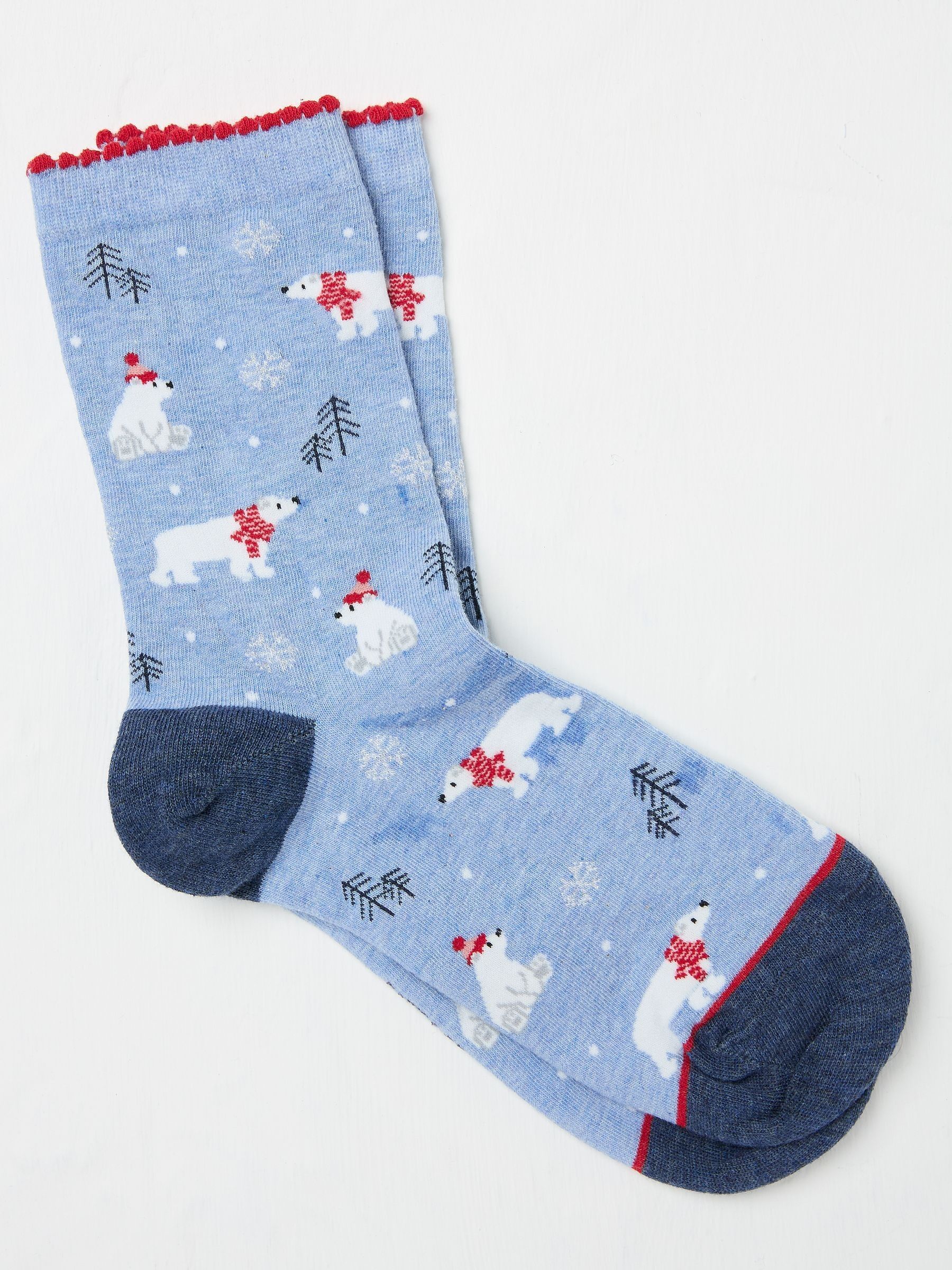 Blue Womens Polar Bear Socks 1 Packs - Image 1 of 2