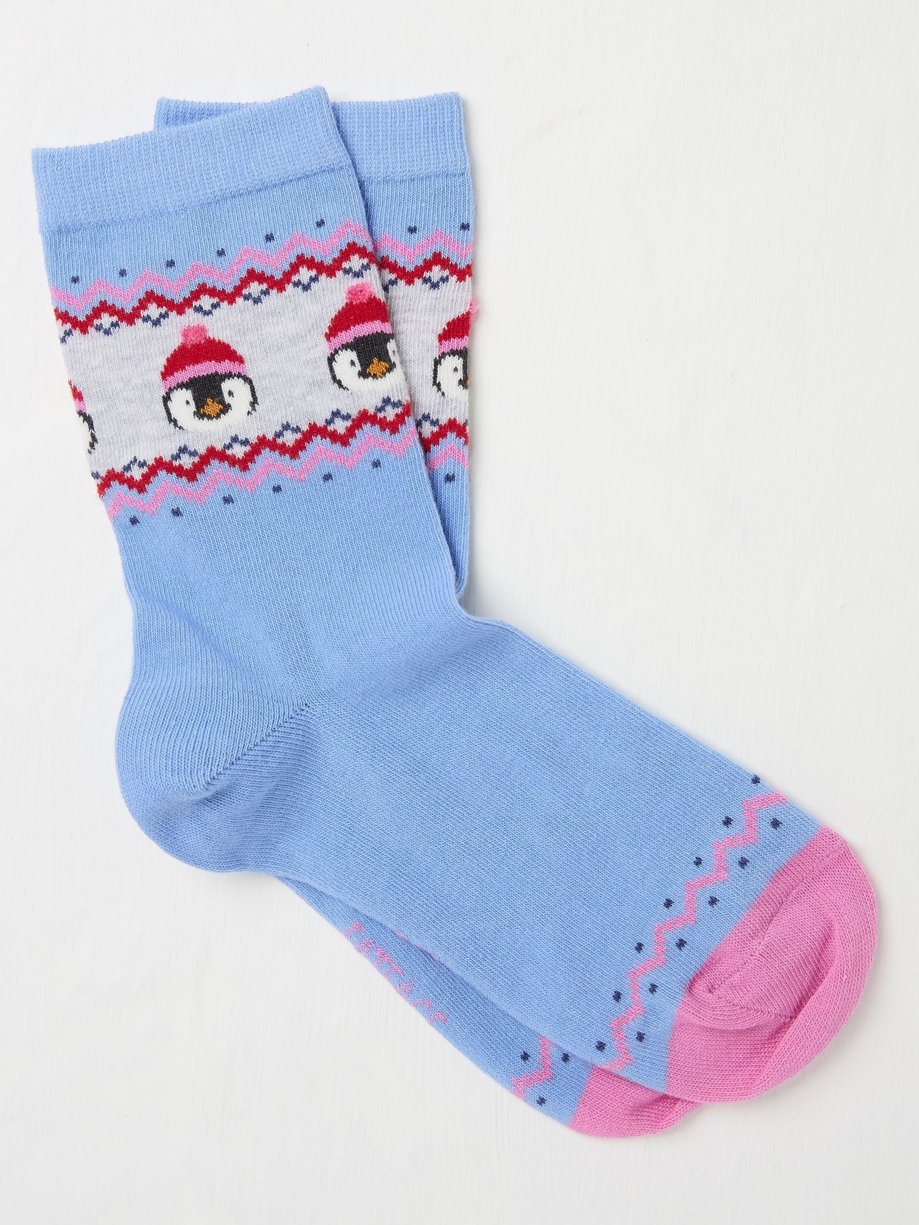 Blue Womens Penguin Fairisle Pattern Socks 1 Pack - Image 1 of 2