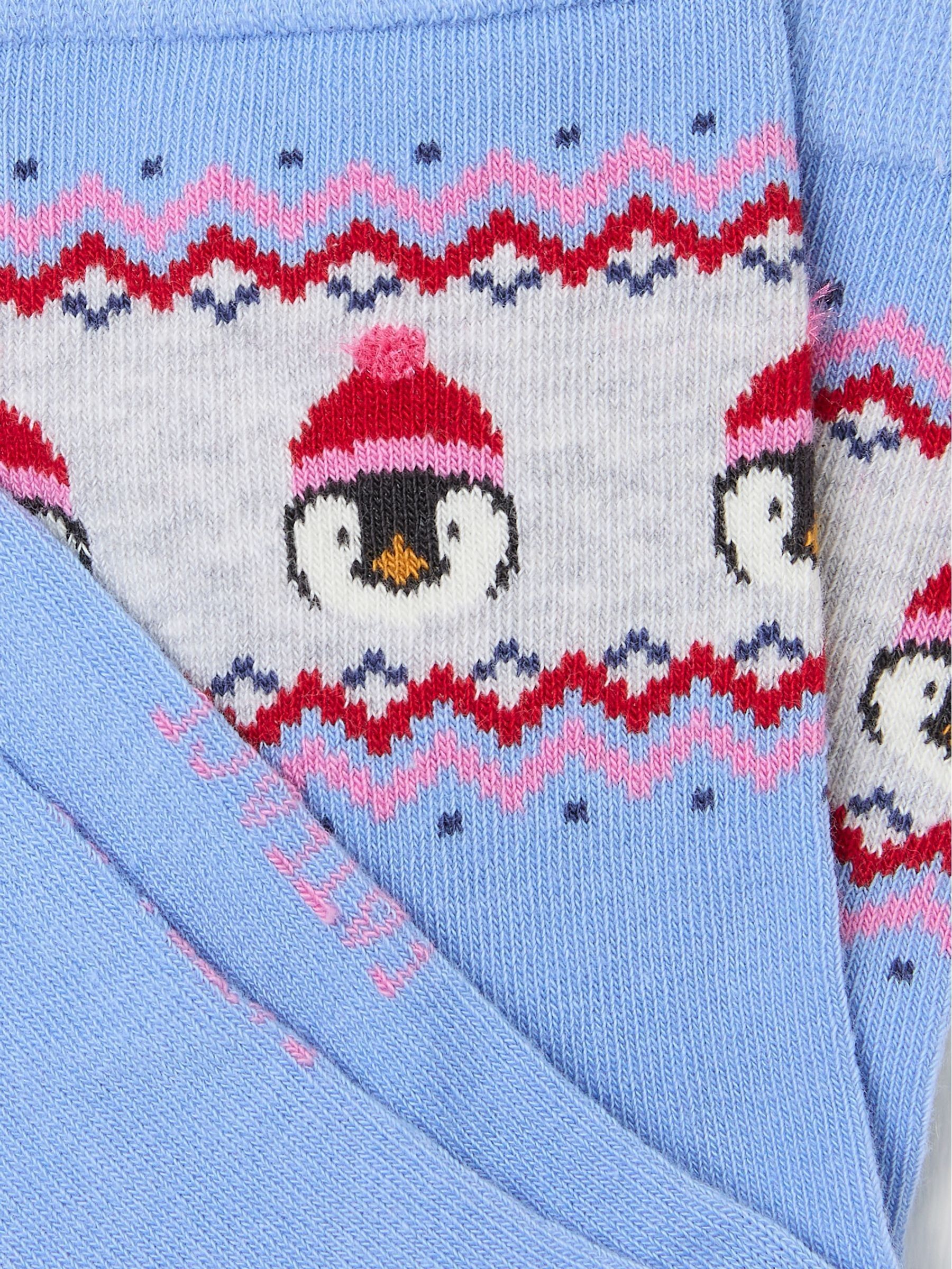 Blue Womens Penguin Fairisle Pattern Socks 1 Pack - Image 2 of 2