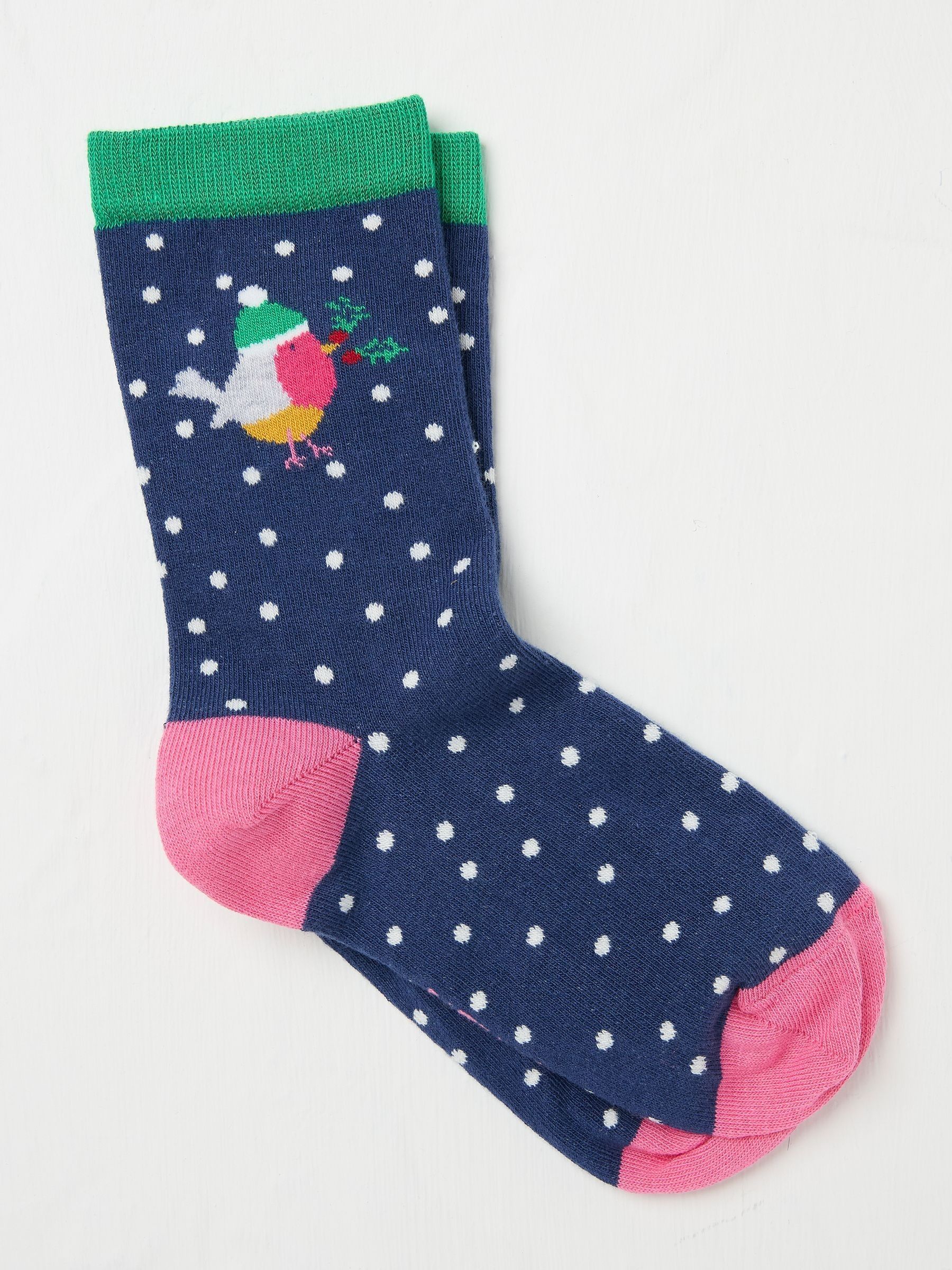 Blue Navy Womens Robin Spot Socks 1 Pack - Image 1 of 2