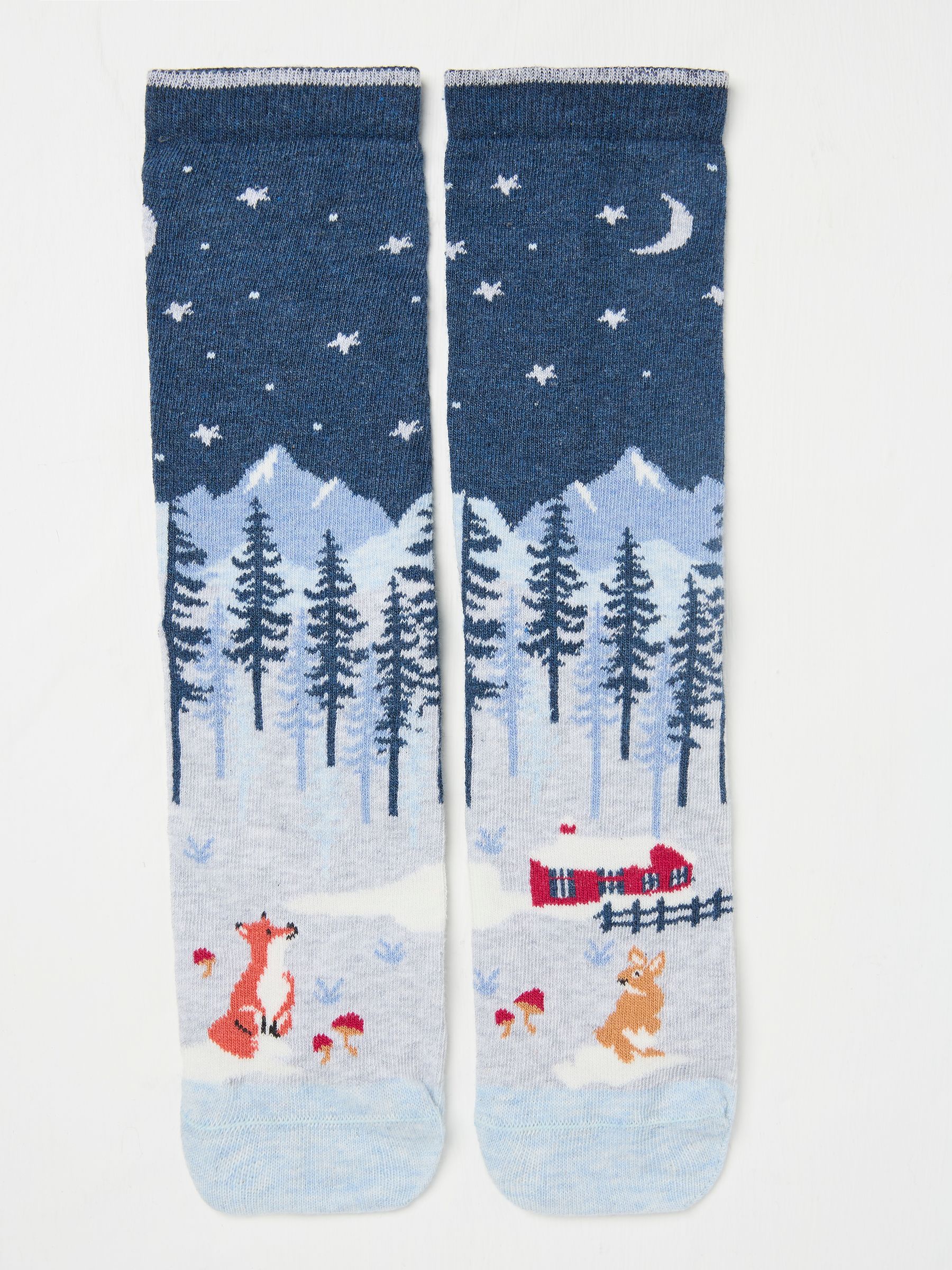 Blue Navy Womens Snow Scene Socks 1 Pack - Image 1 of 2