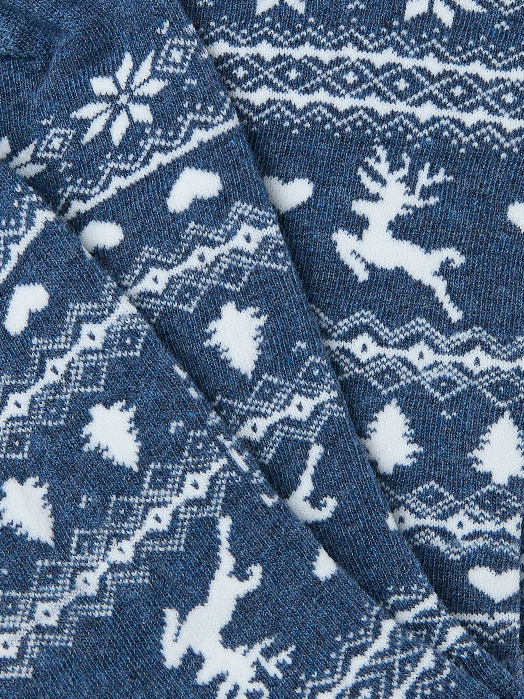 Blue Navy Womens Reindeer Fairisle Pattern Socks 1 Pack - Image 2 of 2