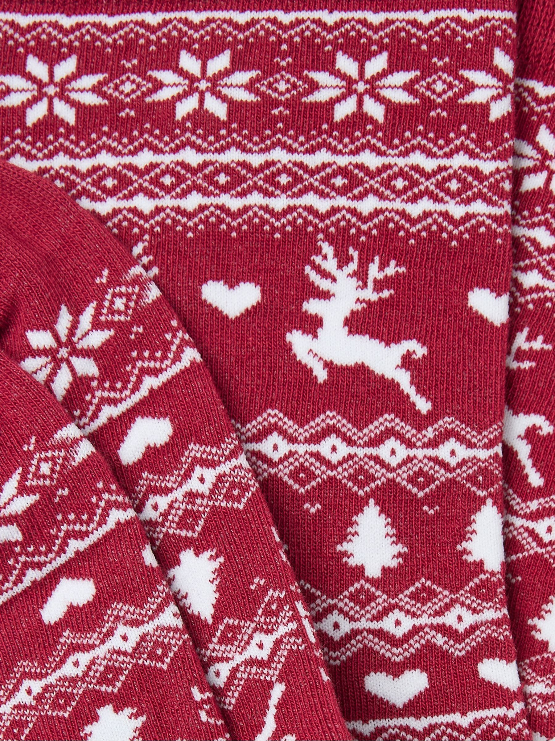 Red Womens Reindeer Fairisle Pattern Socks 1 Pack - Image 2 of 2