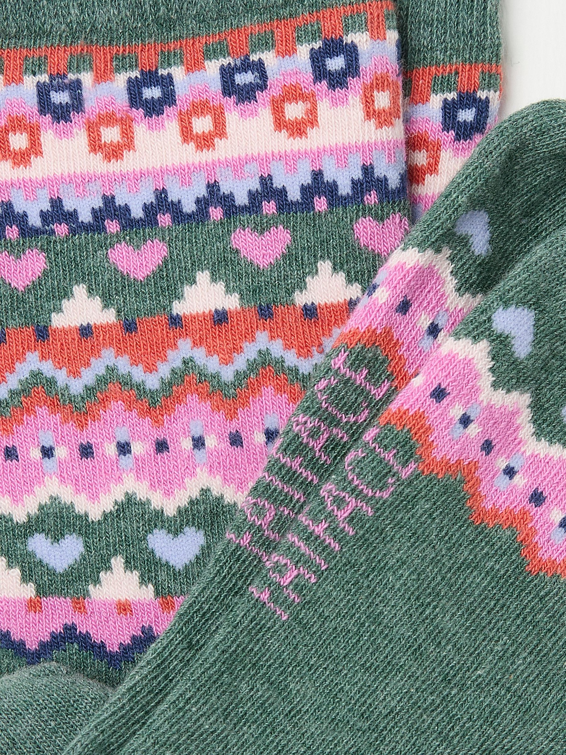 Green Womens Pop Fairisle Pattern Socks 1 Pack - Image 2 of 2