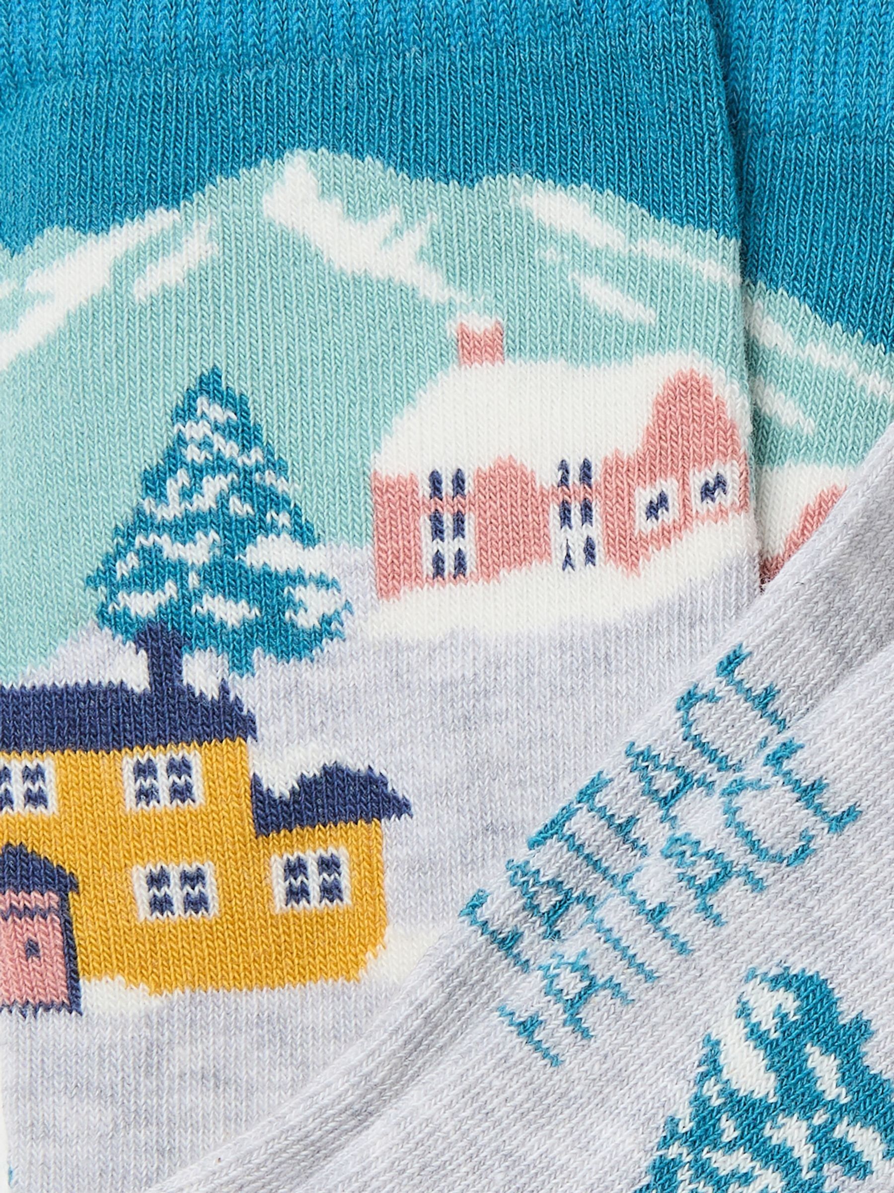 Grey Womens Cottage Scene Socks 1 Pack - Image 2 of 2 Grey Womens Cottage Scene Socks 1 Pack - Image 2 of 2
