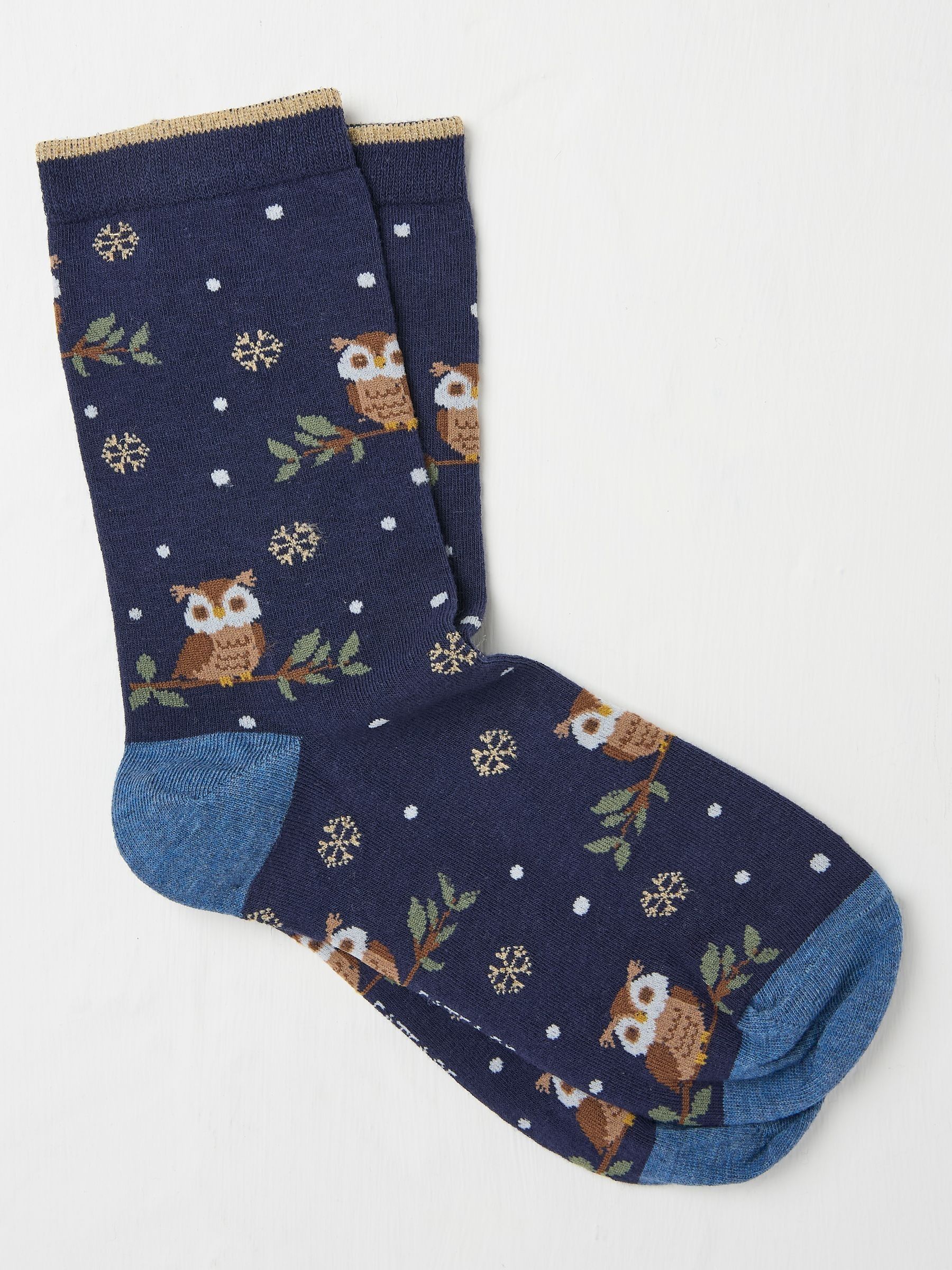Blue Navy Womens Night Owl Socks 1 Pack - Image 1 of 2