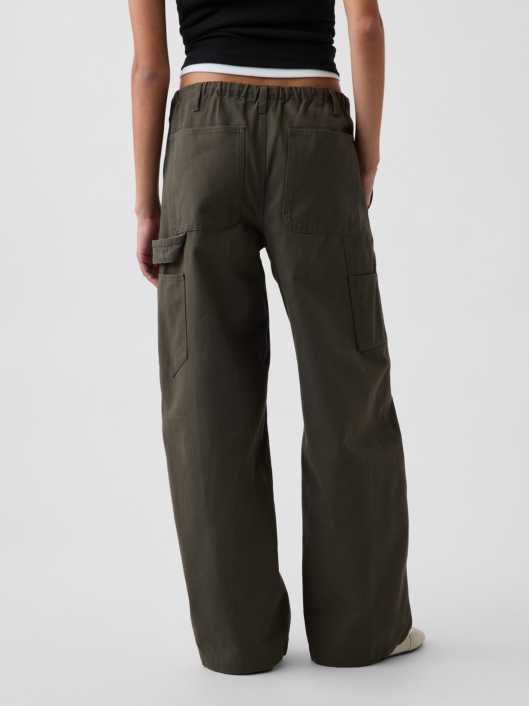 Olive Green Easy Barrel Cargo Trousers - Image 2 of 5 Olive Green Easy Barrel Cargo Trousers - Image 2 of 5