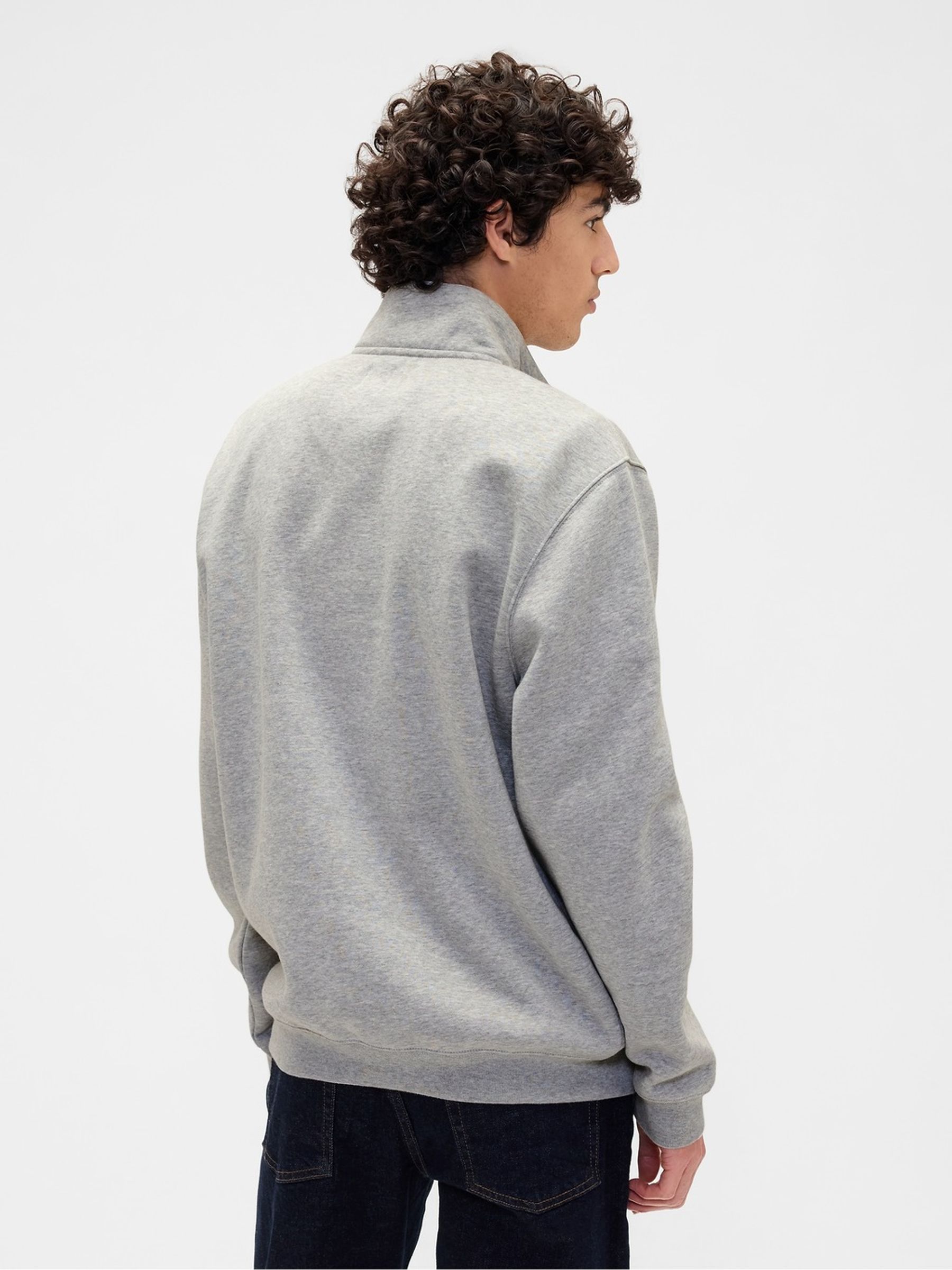 Grey Relaxed Logo Quarter-Zip Sweatshirt - Image 2 of 3 Grey Relaxed Logo Quarter-Zip Sweatshirt - Image 2 of 3