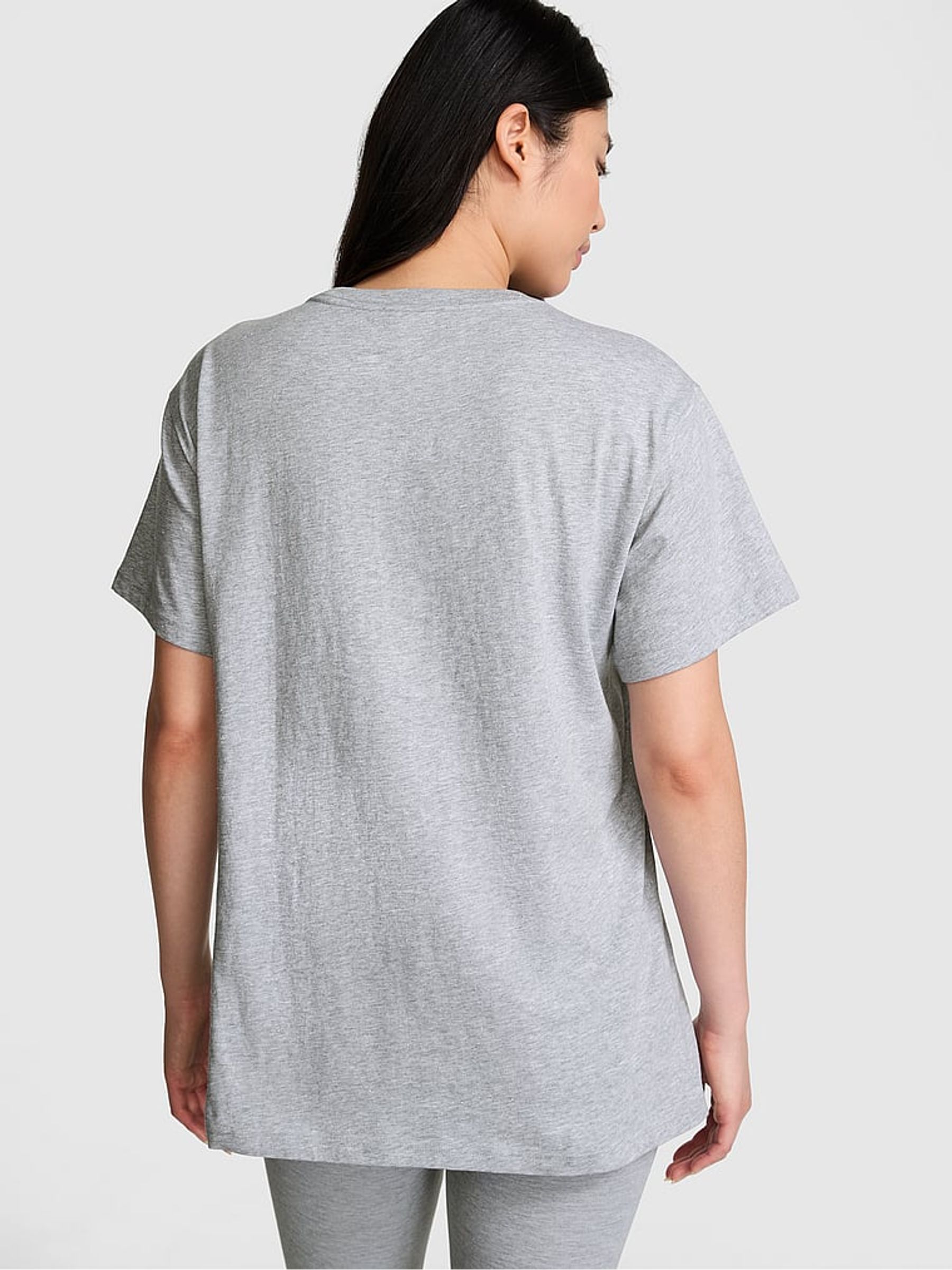Grey Heather Shine Oversized Cotton T-Shirt - Image 2 of 3