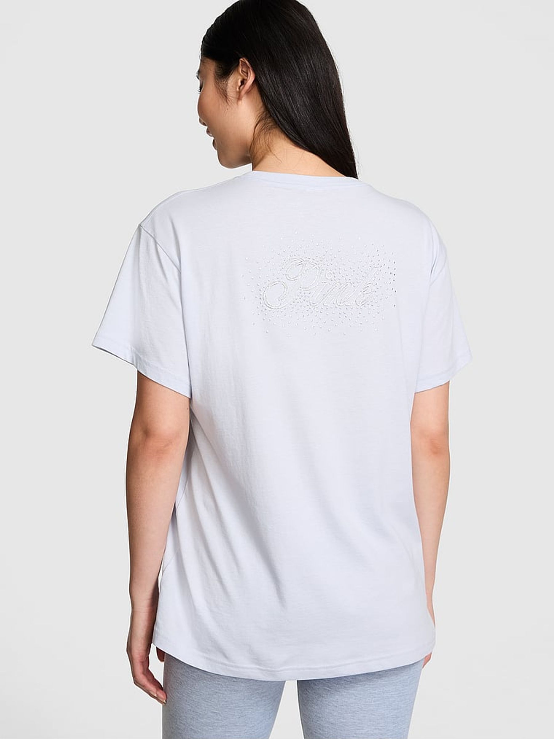 Hydrangea Blue Shine Short Sleeve Diamante Oversized T-Shirt - Image 2 of 3