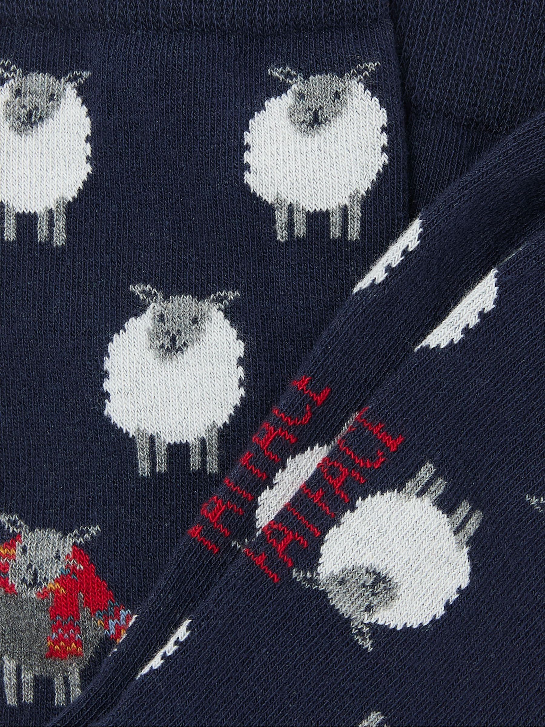 Navy Mens Sheep Socks 1 Pack - Image 2 of 2