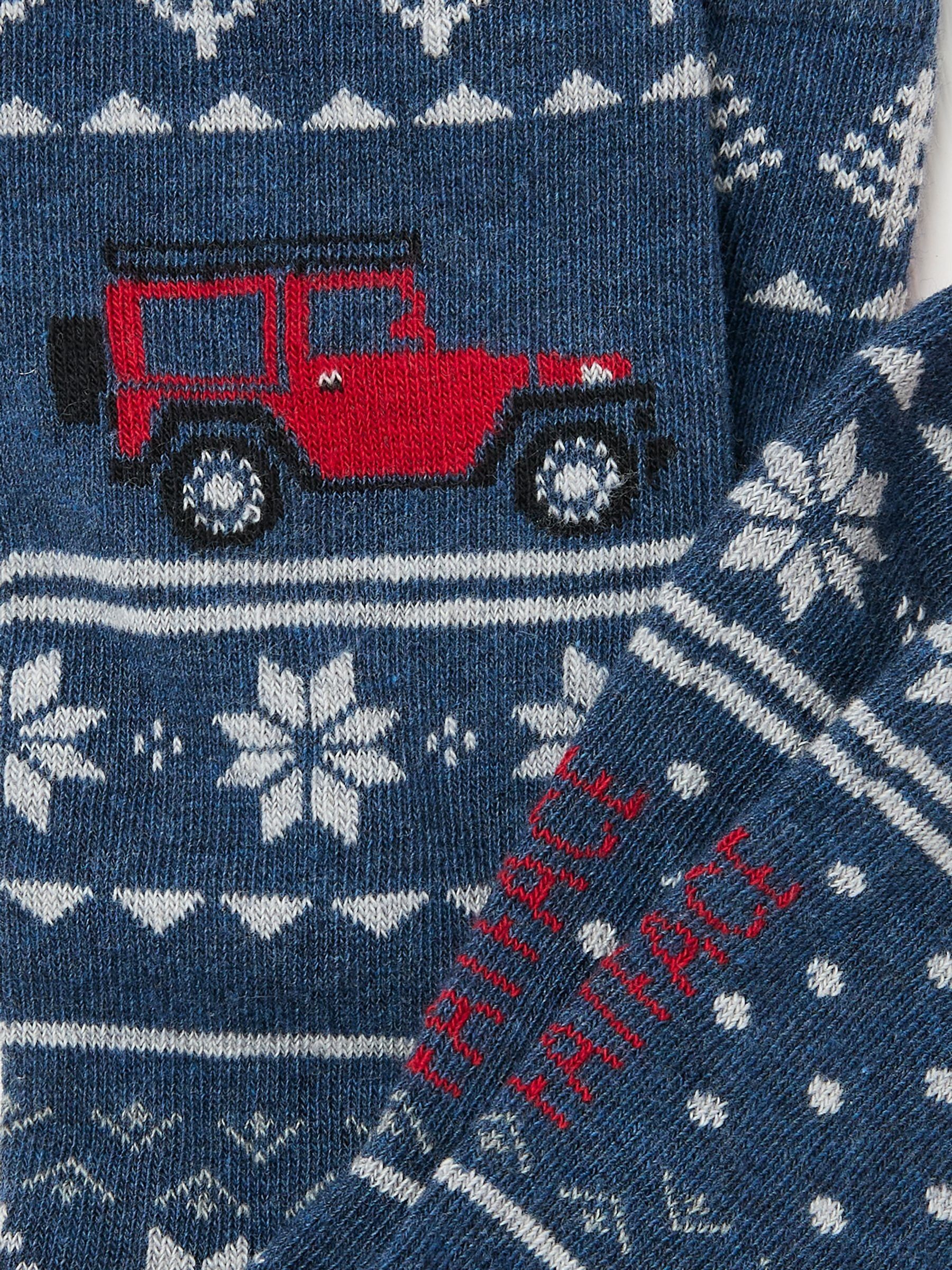Navy Mens Fairisle Pattern Off Roader Socks 1 Pack - Image 2 of 2