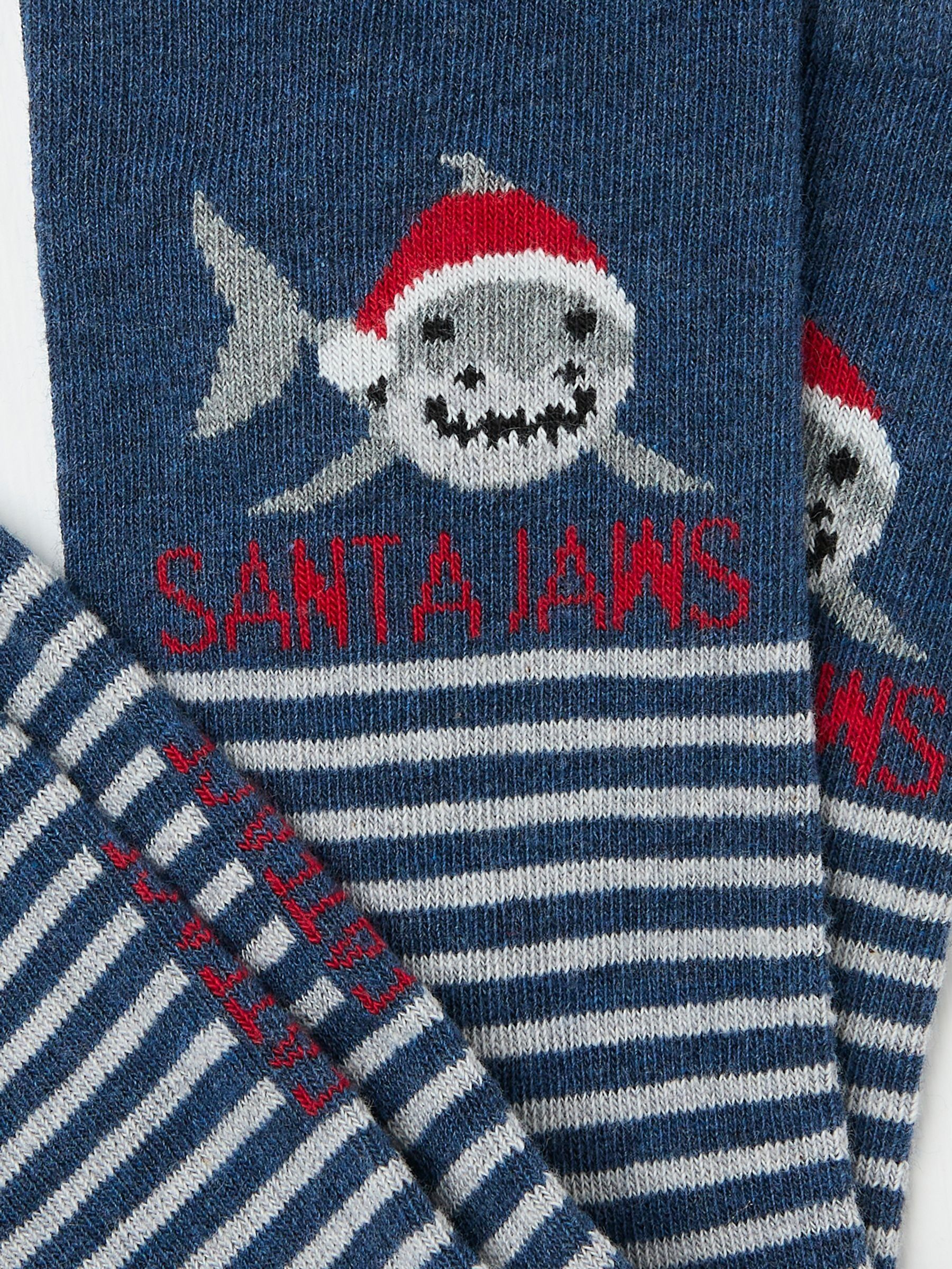Navy Mens Santa Jaws Socks 1 Pack - Image 2 of 2