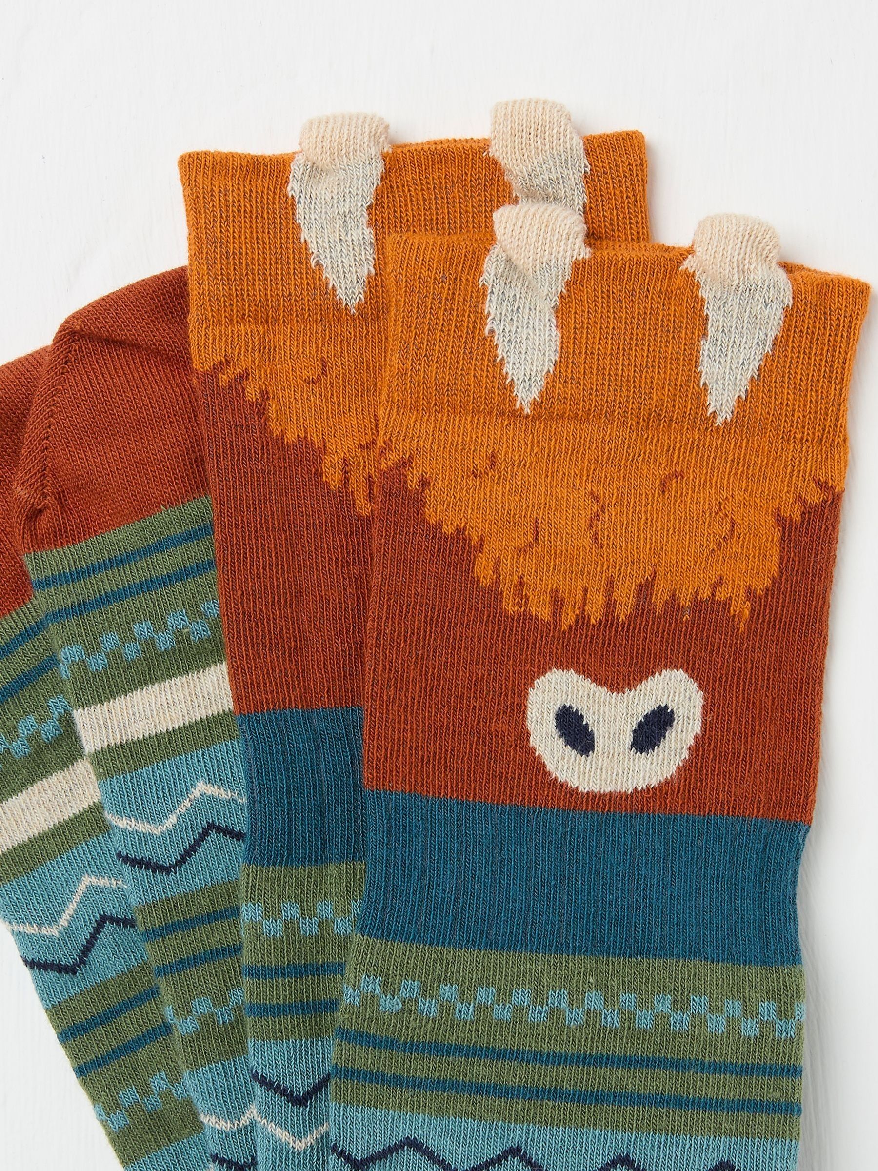 Navy Mens Highland Cow Socks 1 Pack - Image 2 of 2 Navy Mens Highland Cow Socks 1 Pack - Image 2 of 2