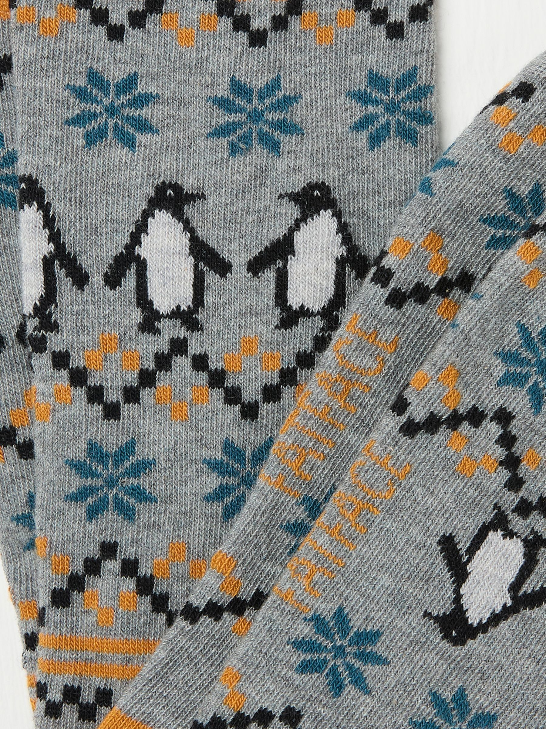 Grey Mens Penguin Fairisle Pattern Socks 1 Pack - Image 2 of 2 Grey Mens Penguin Fairisle Pattern Socks 1 Pack - Image 2 of 2