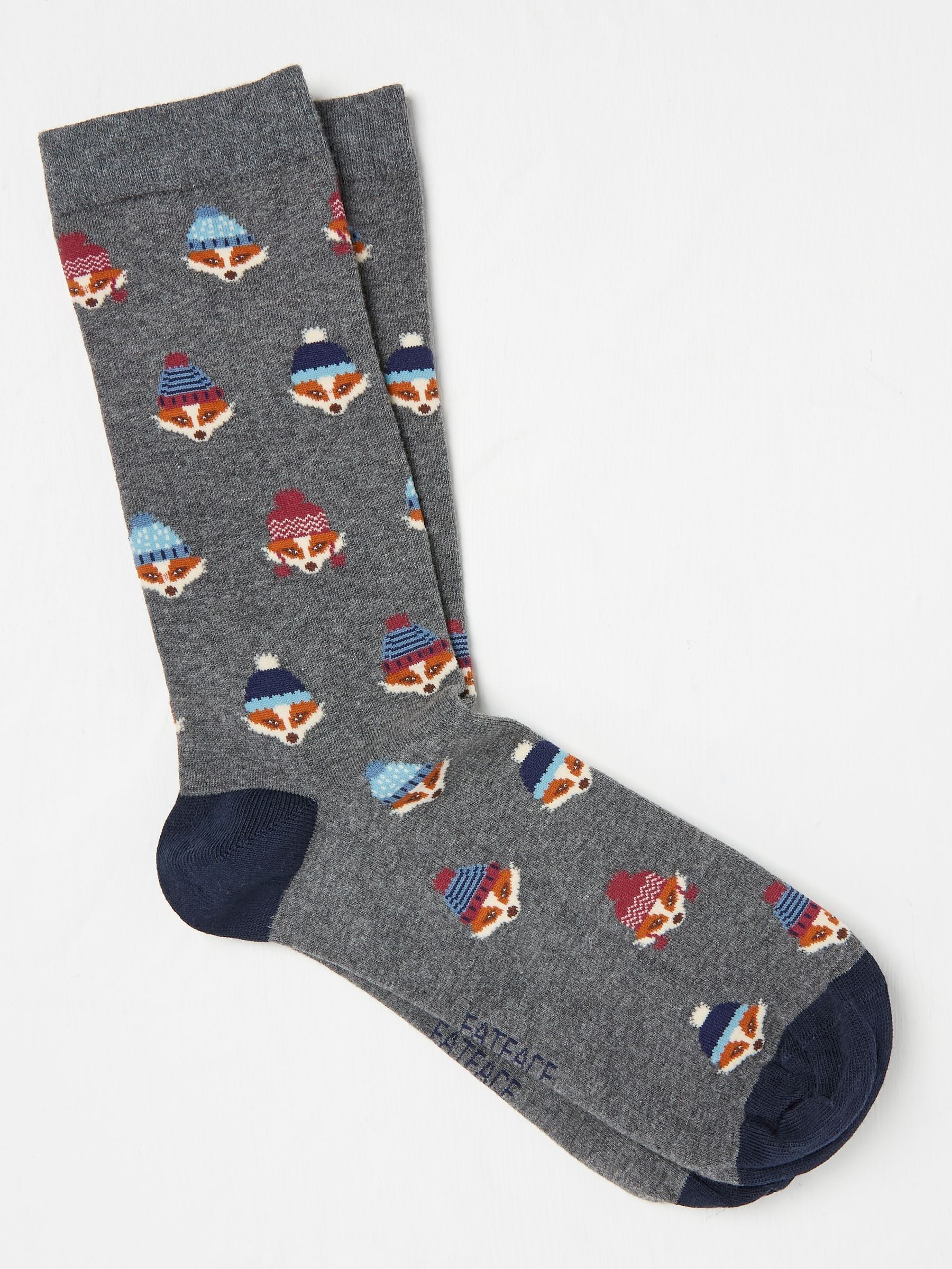 Grey Mens Foxes in Hats Socks 1 Pack - Image 1 of 2