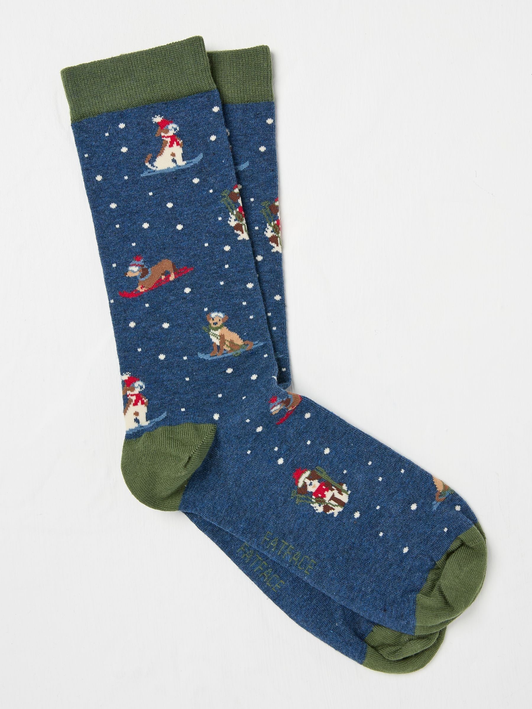 Navy Mens Skiing Dogs Socks 1 Pack - Image 1 of 2 Navy Mens Skiing Dogs Socks 1 Pack - Image 1 of 2