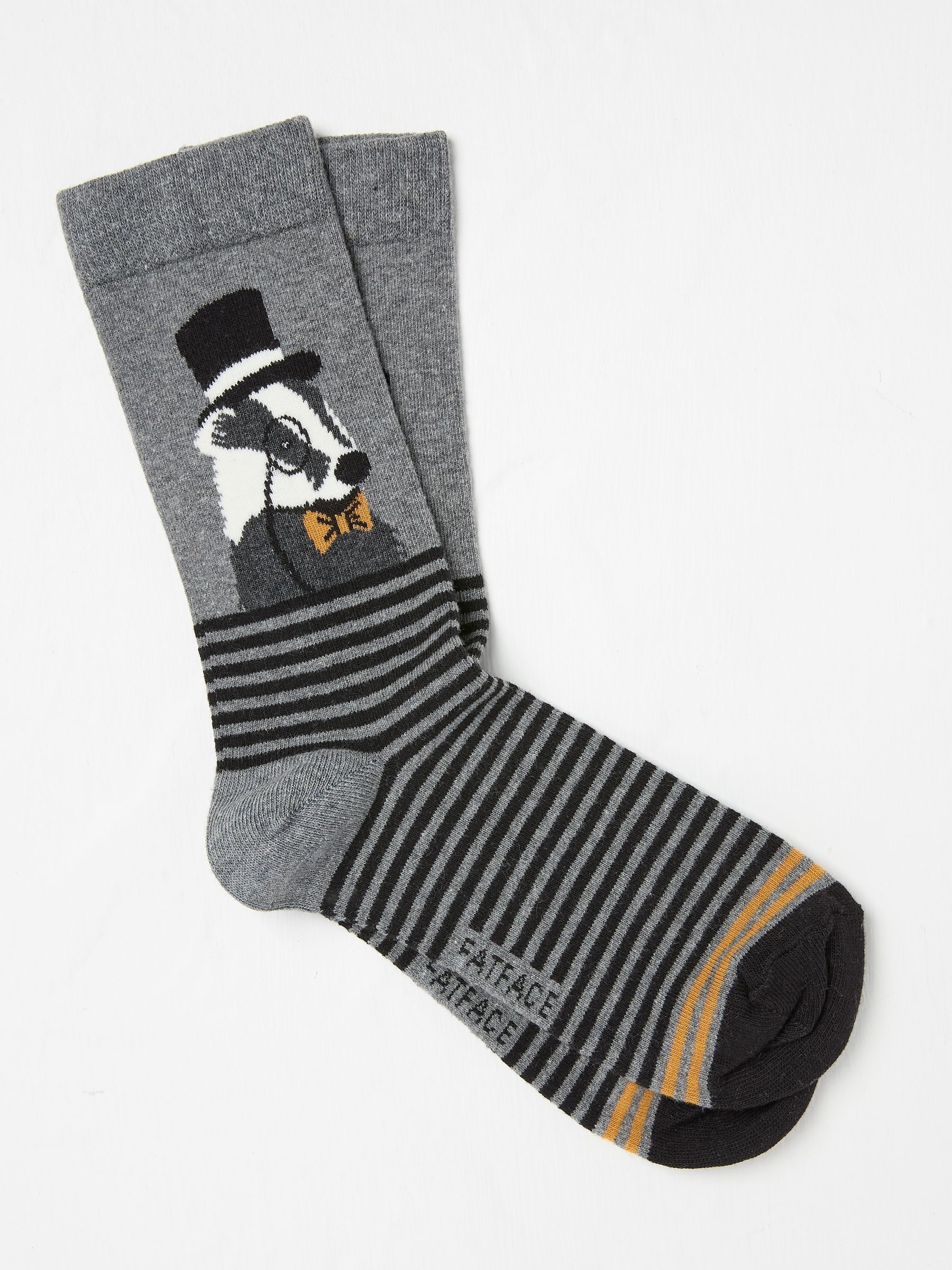 Grey Mens Sir Badger Socks 1 Pack - Image 1 of 2