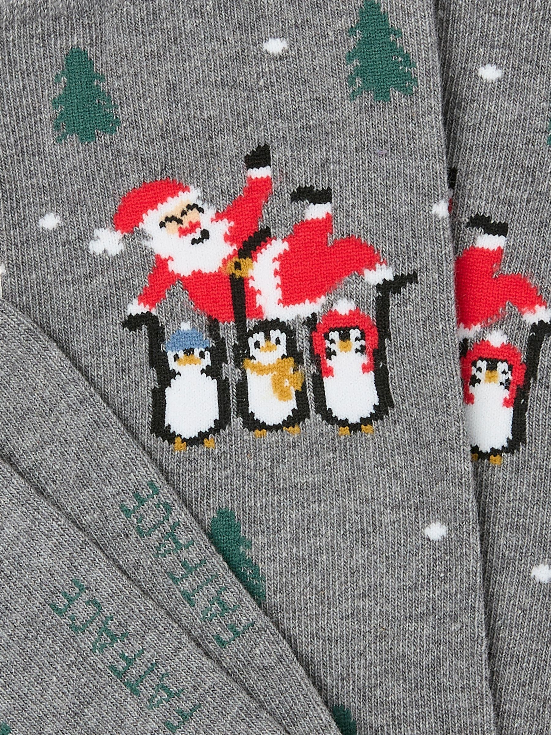 Grey Mens Santa Penguin Socks 1 Pack - Image 2 of 2 Grey Mens Santa Penguin Socks 1 Pack - Image 2 of 2