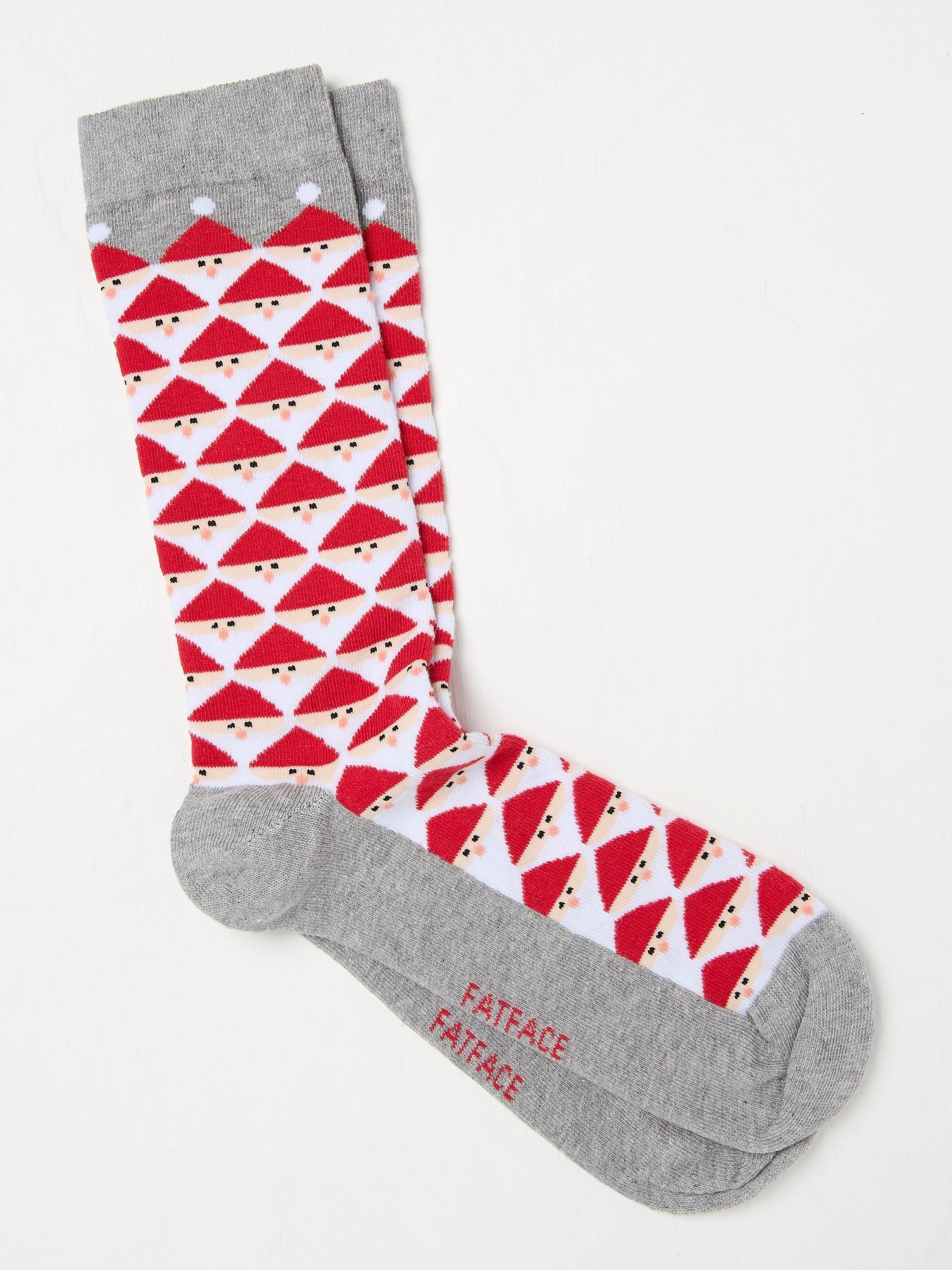 Grey Mens Geo Santa Socks 1 Pack - Image 1 of 2 Grey Mens Geo Santa Socks 1 Pack - Image 1 of 2