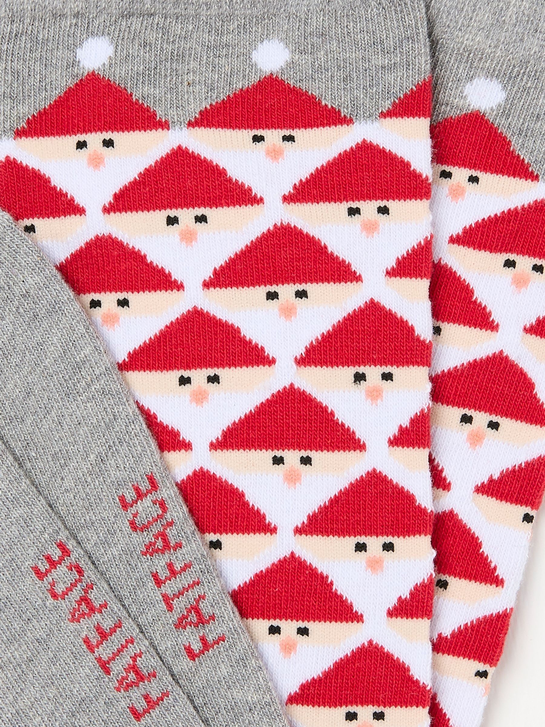 Grey Mens Geo Santa Socks 1 Pack - Image 2 of 2 Grey Mens Geo Santa Socks 1 Pack - Image 2 of 2