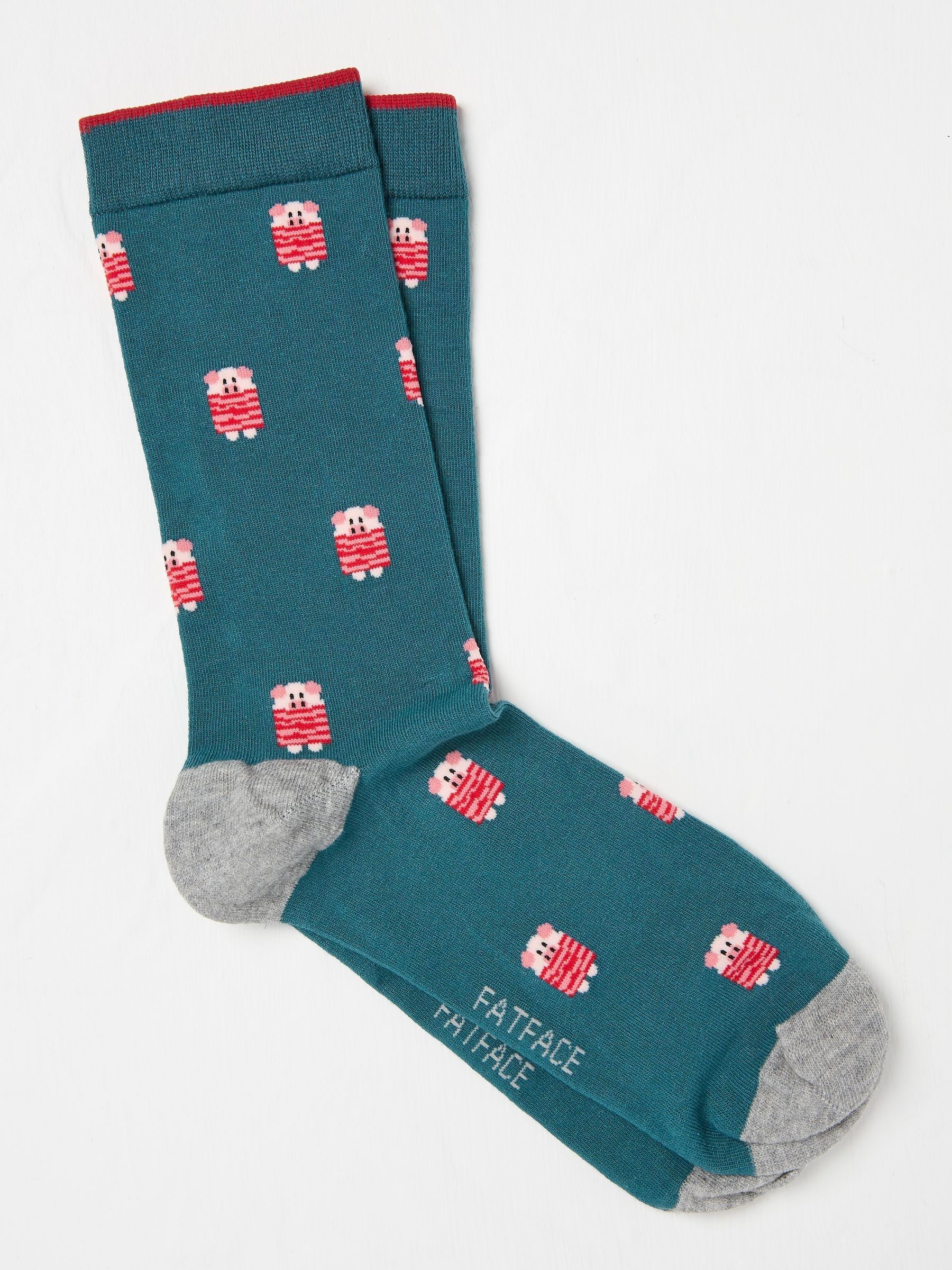 Blue Mens Pig Socks 1 Pack - Image 1 of 2