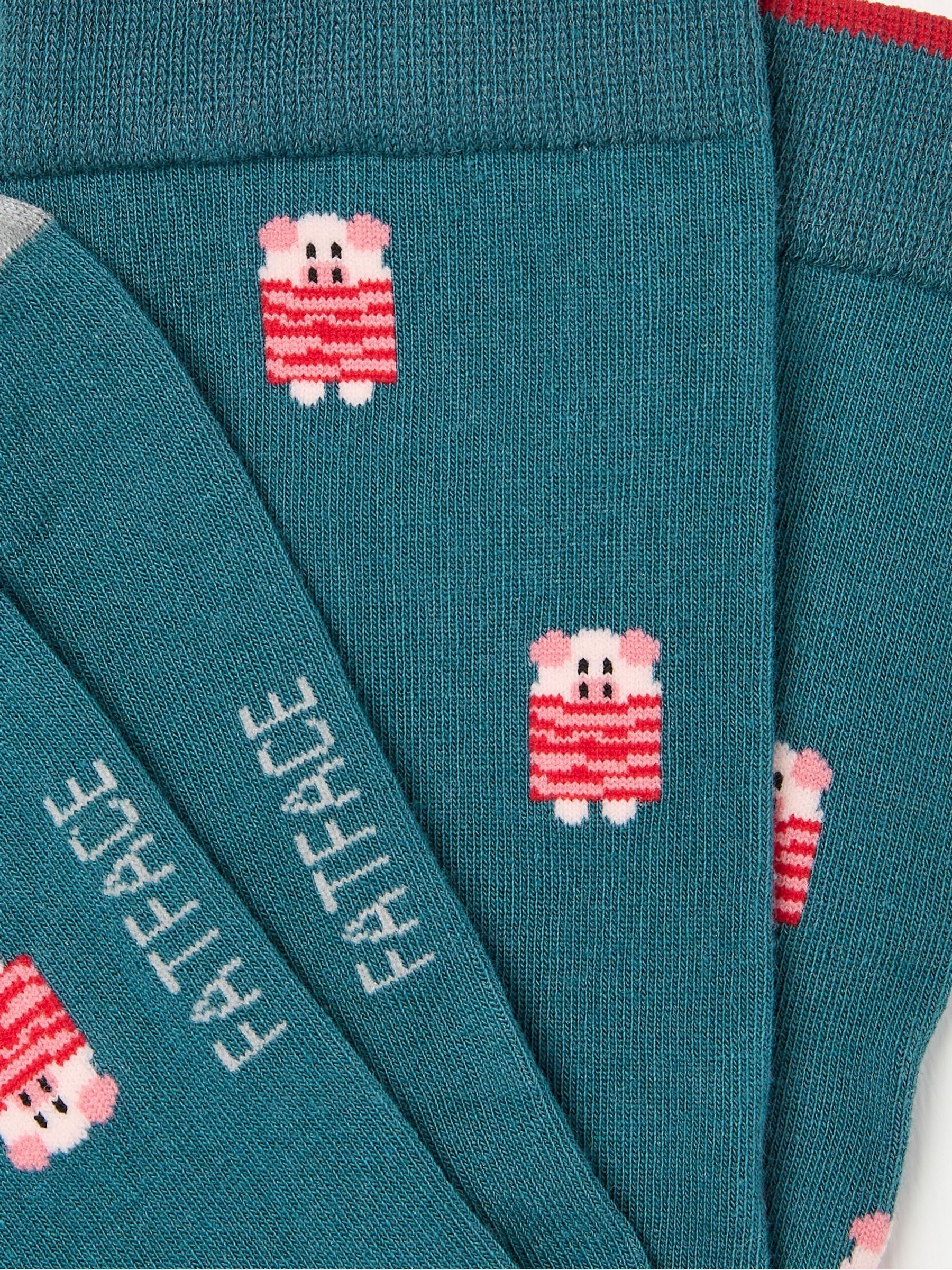 Blue Mens Pig Socks 1 Pack - Image 2 of 2 Blue Mens Pig Socks 1 Pack - Image 2 of 2